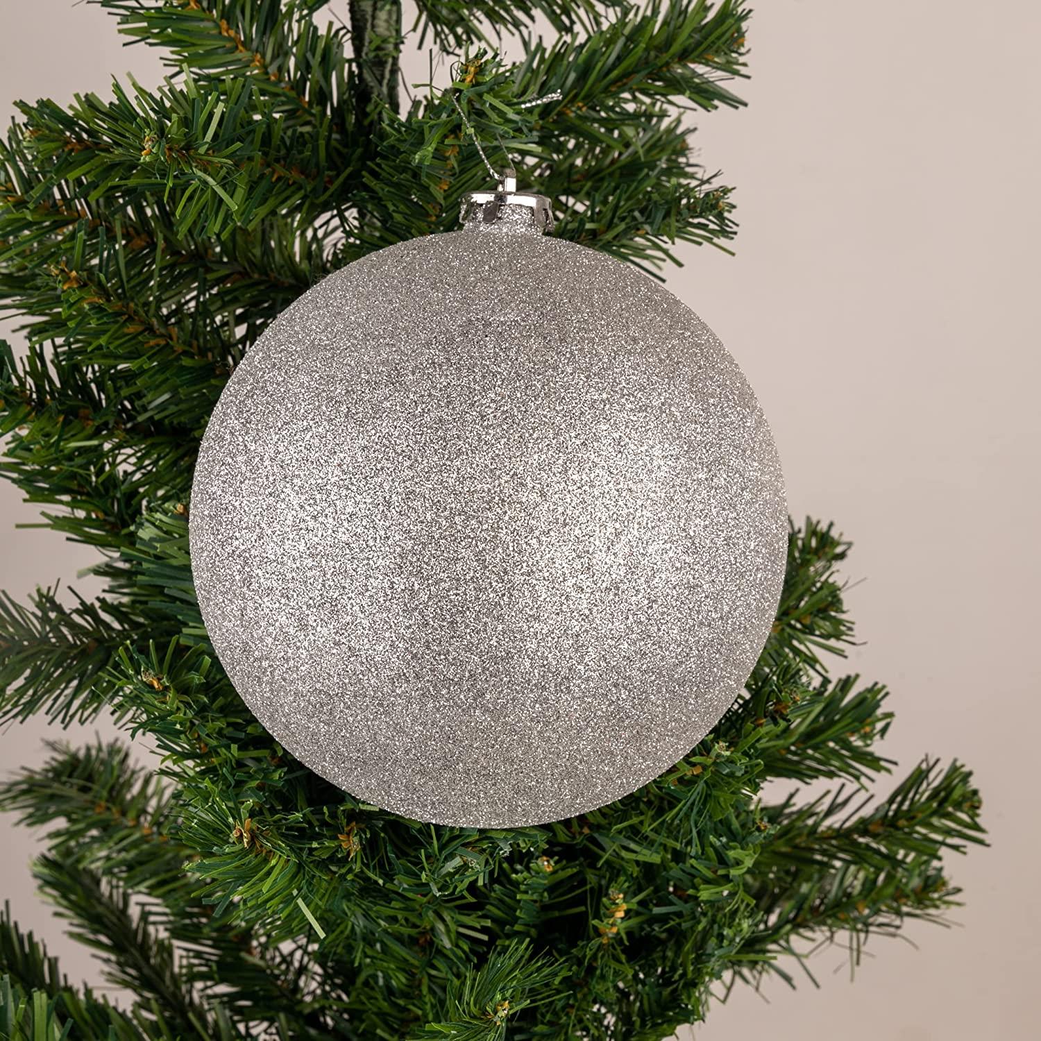 3X Christmas Baubles Tree Ornaments Silver Balls Hanging Xmas Decorations 10cm