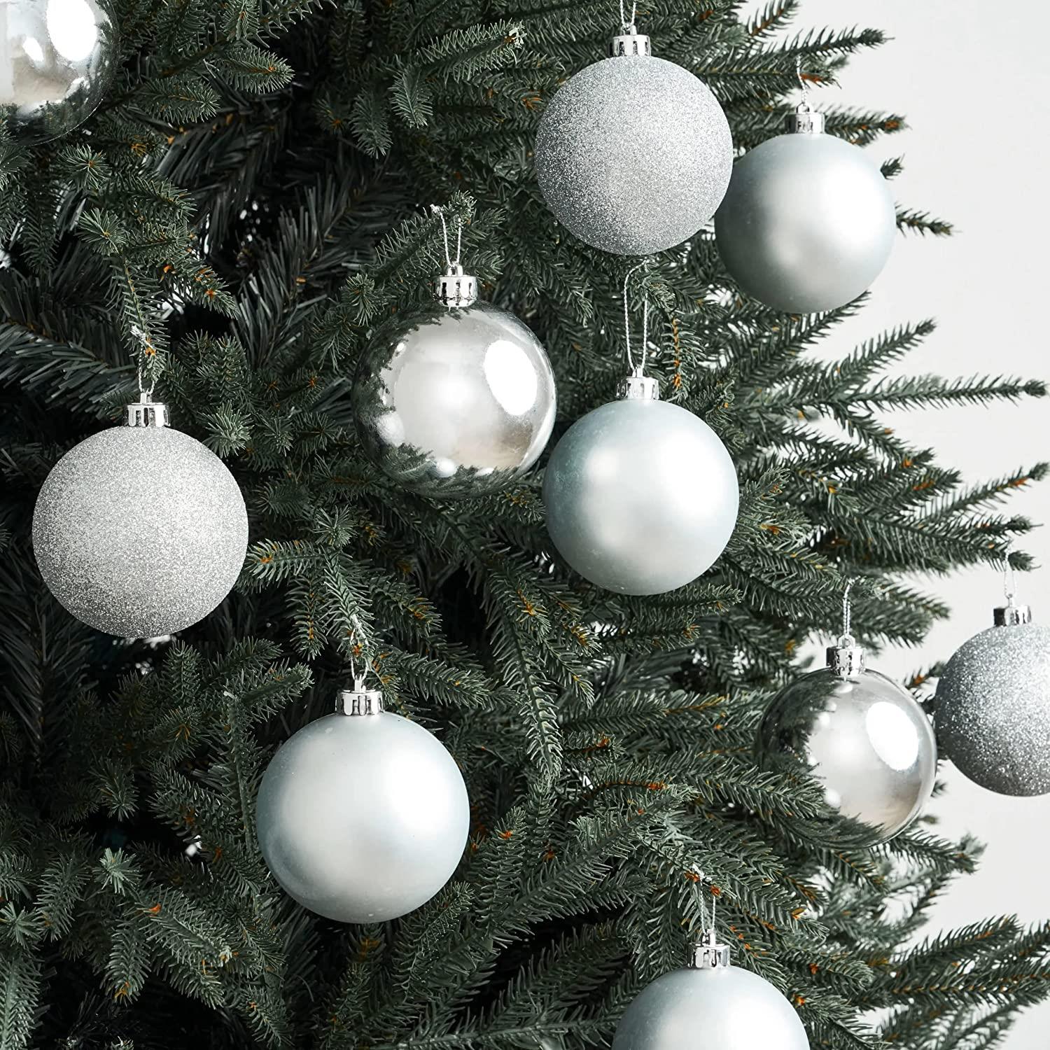 9PCS Christmas Baubles Tree Ornaments Silver Balls Xmas Hanging Decoration 50mm