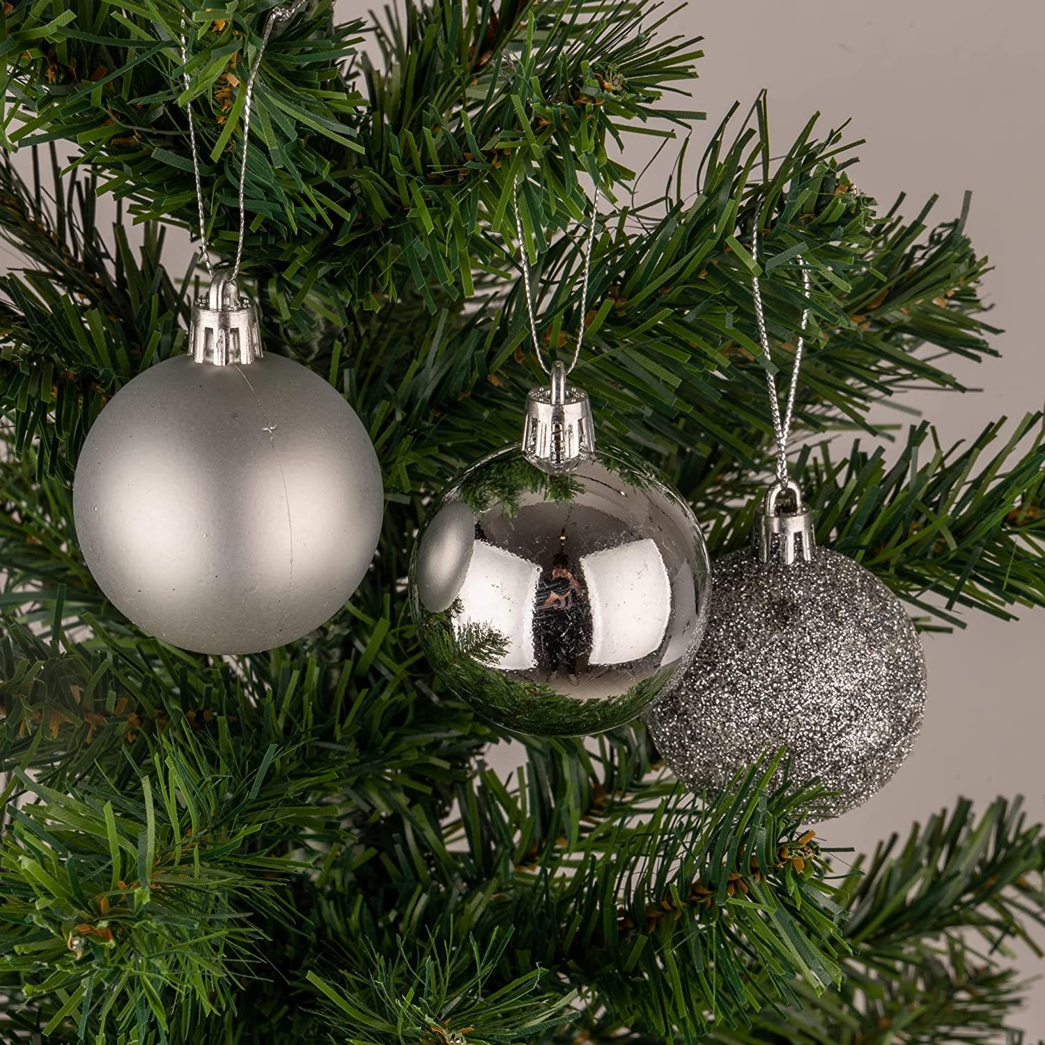 9PCS Christmas Baubles Tree Ornaments Silver Balls Xmas Hanging Decoration 50mm
