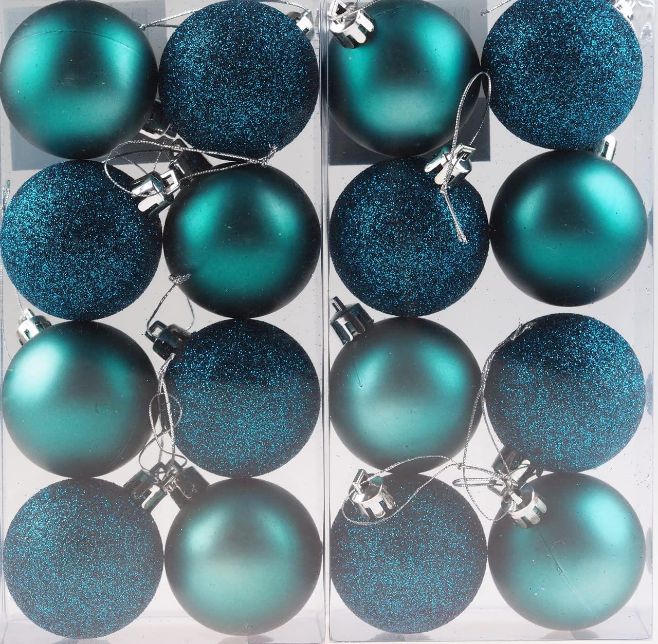 3X Christmas Baubles Tree Ornament Teal Blue Balls Xmas Hanging Decoration 10cm