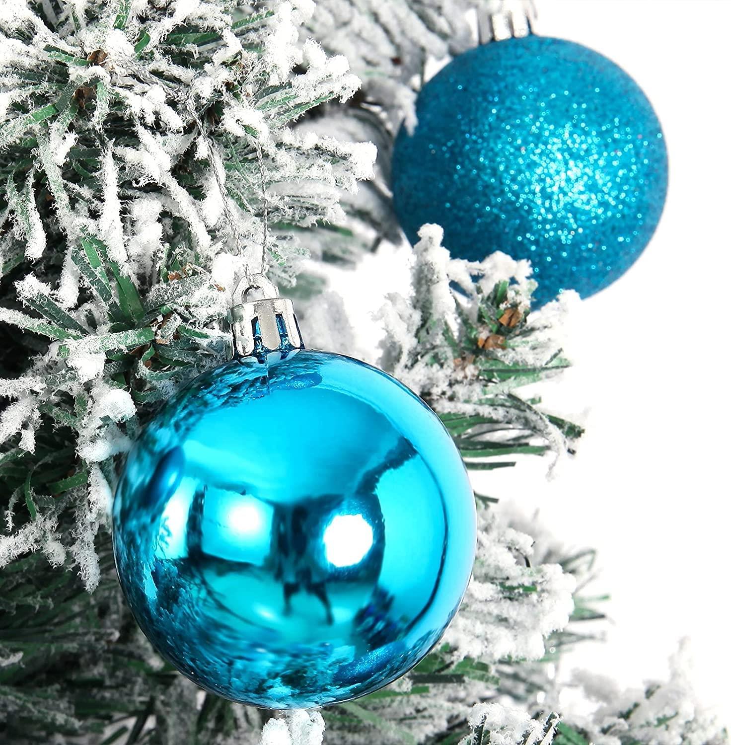 12X Christmas Baubles Tree Ornaments Teal Blue Ball Xmas Hanging Decoration 30mm