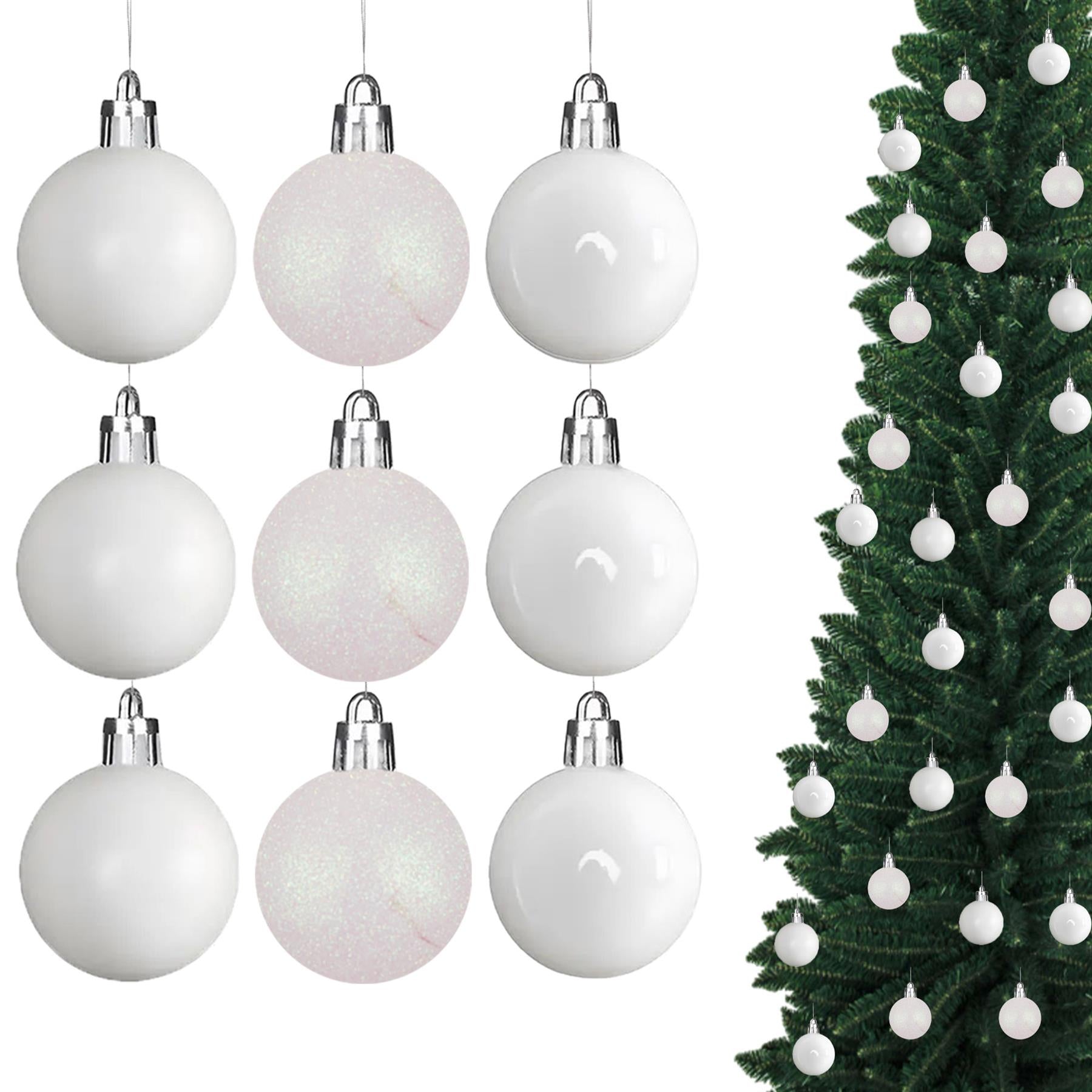 18pcs Christmas Baubles Tree Ornaments White Ball Xmas Festive Hanging Decor 5cm