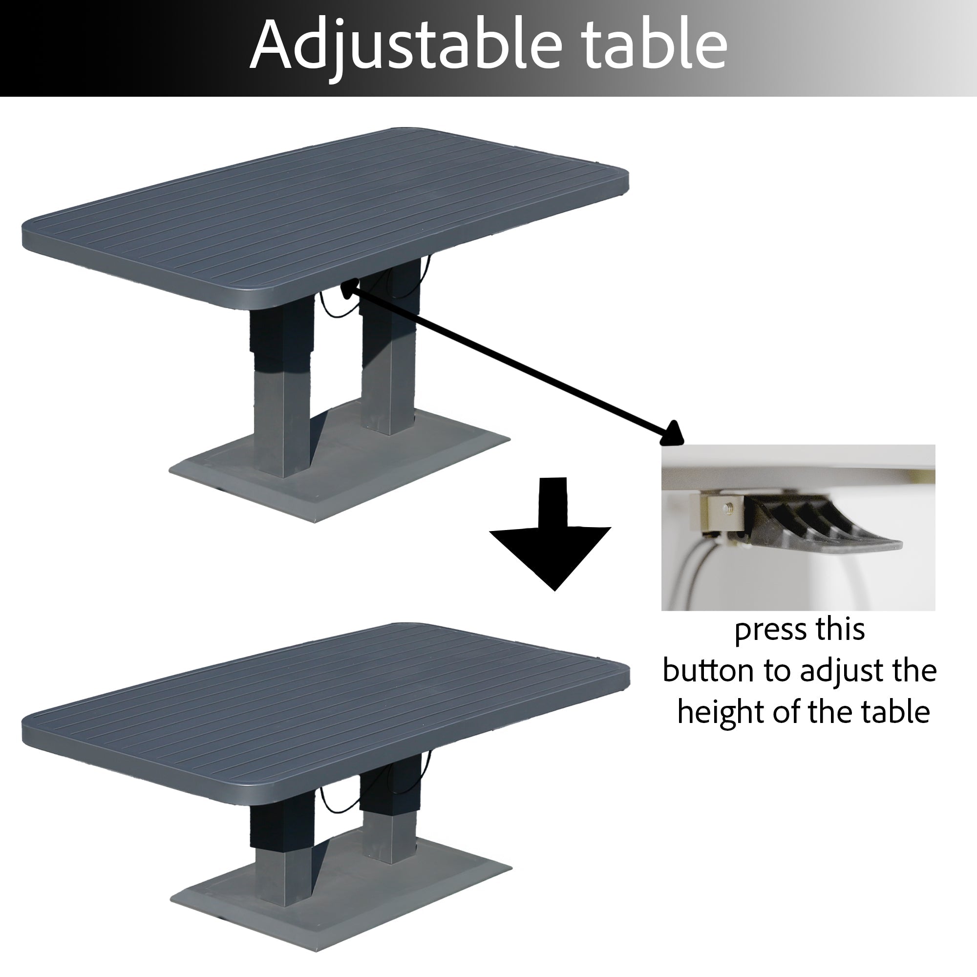 Cannes 4 Seater Aluminium Sofa Lounge Set 4pcs with Adjustable Table