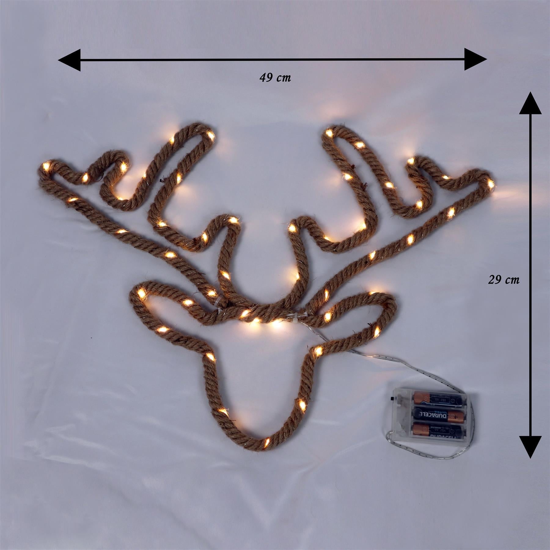 Christmas Silhouette Rope Lights Deer Head LED Hemp Jute Retro Wall Decorations