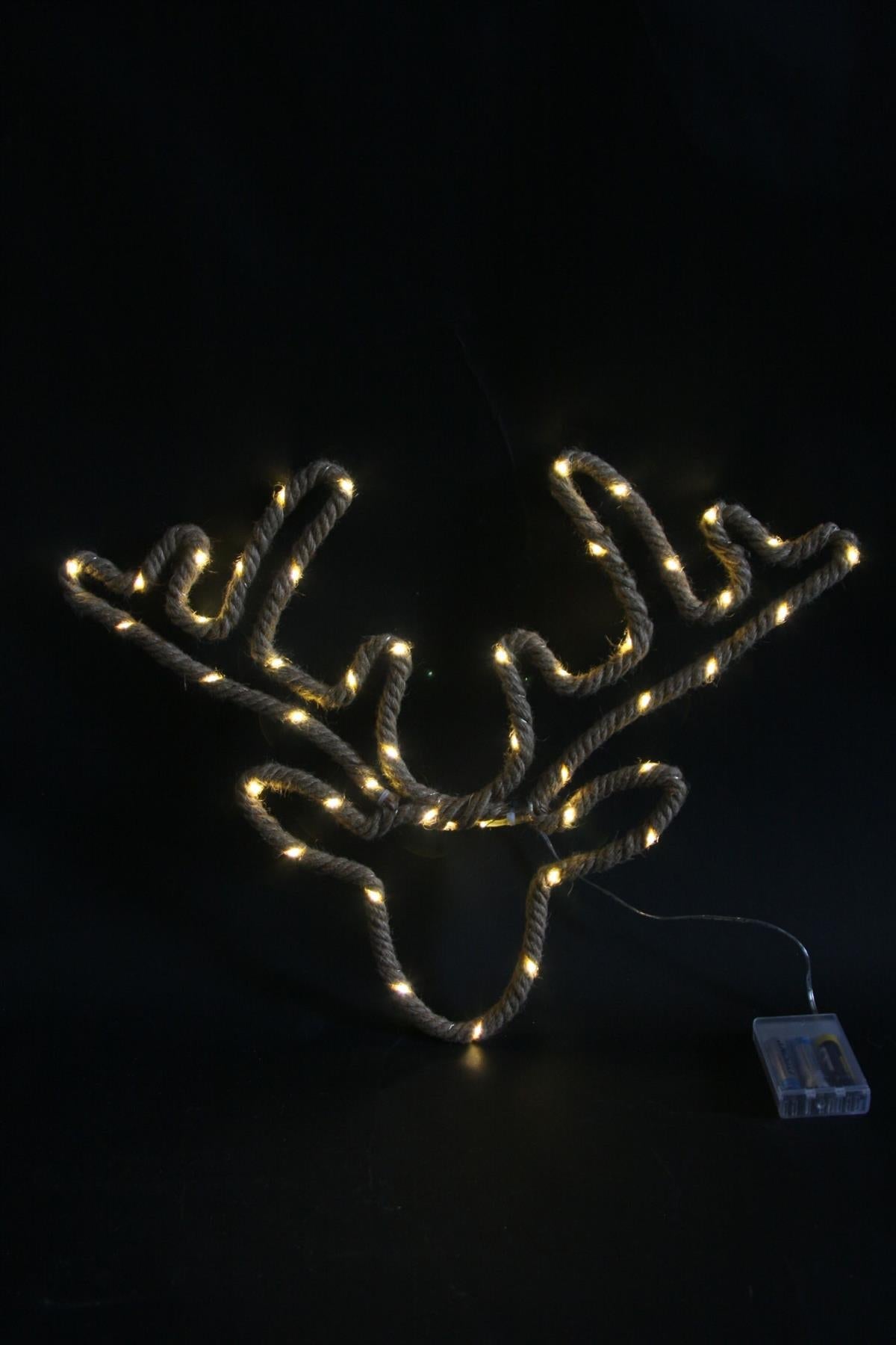 Christmas Silhouette Rope Lights Deer Head LED Hemp Jute Retro Wall Decorations