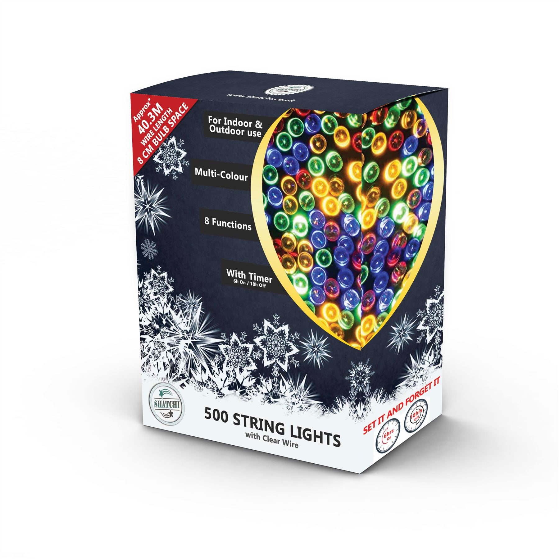 Christmas LED Light String 500 Fairy Main Plug in Outdoor Garden Xmas Home Decor