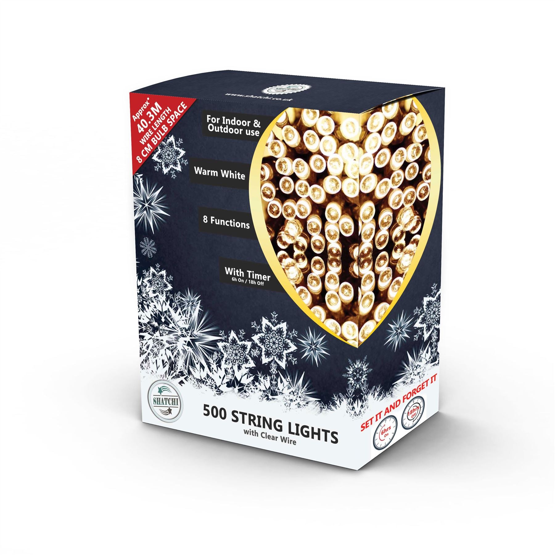 Christmas LED String 500 Fairy Light Main Plug in Outdoor Garden Xmas Home Decor
