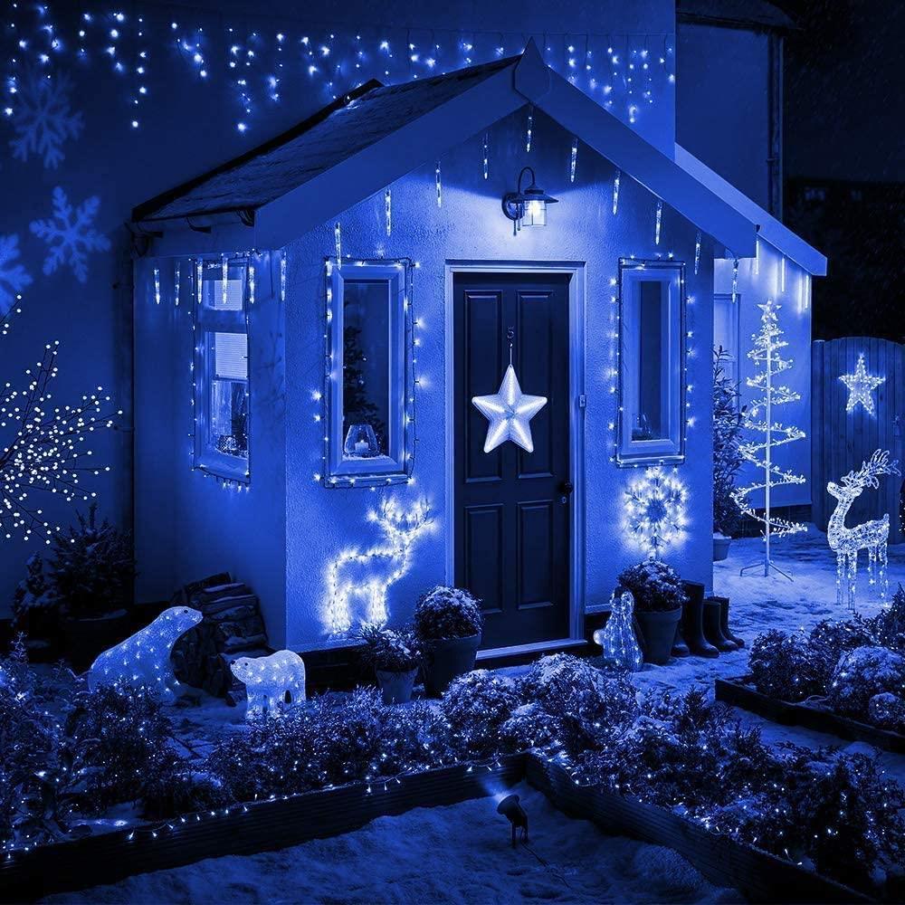 Christmas Lights 240 LED Icicle Waterfall Connectable Outdoor Xmas Home Decor