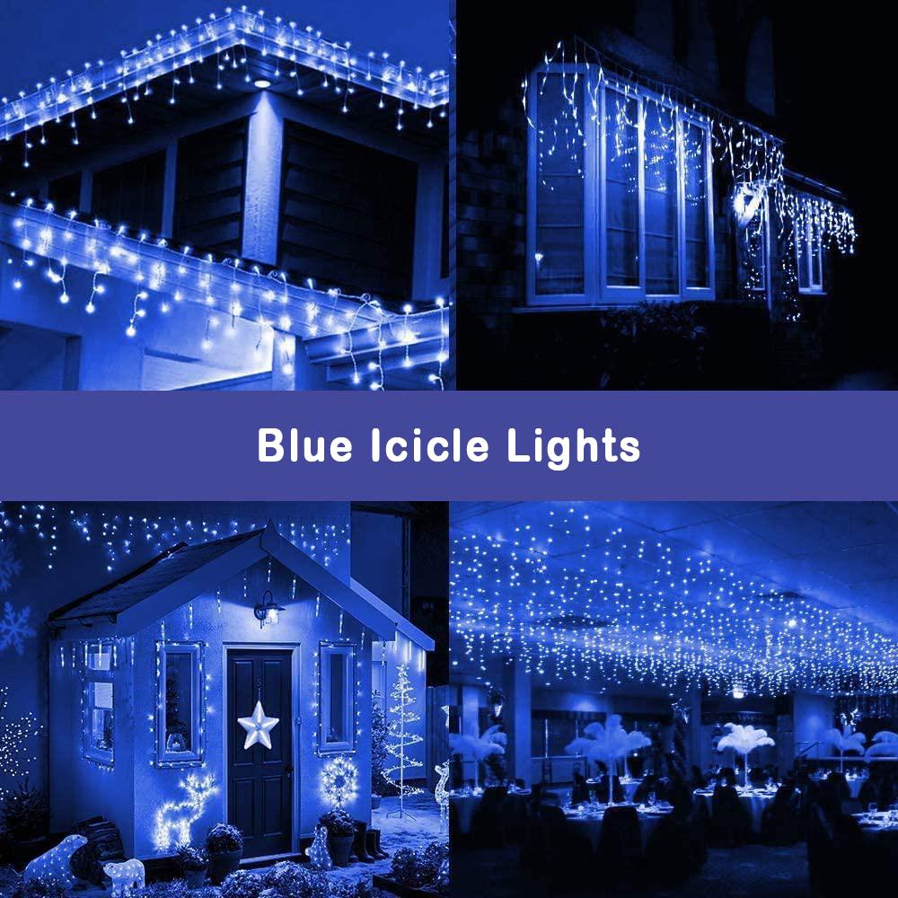 Christmas Lights 240 LED Icicle Waterfall Connectable Outdoor Xmas Home Decor