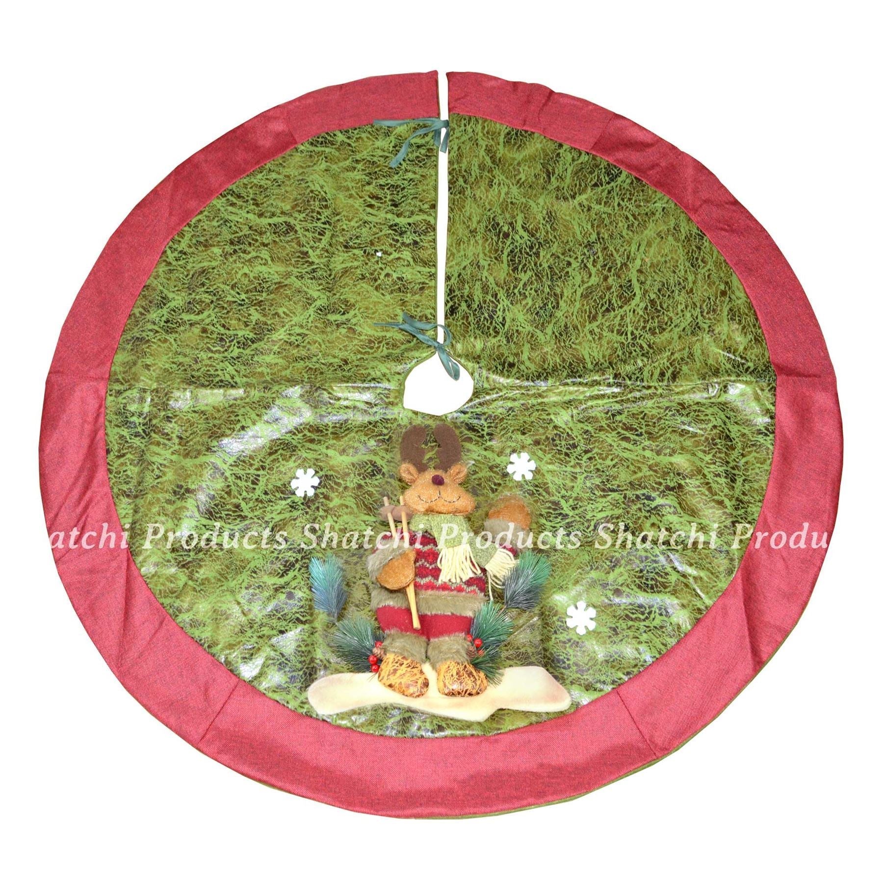 Christmas Tree Skirt Base Cover With 3D Reindeer Xmas Tree Decorations 120Cm Christmas Tree Skirt Base Cover With 3D Reindeer Xmas Tree Decorations 120Cm