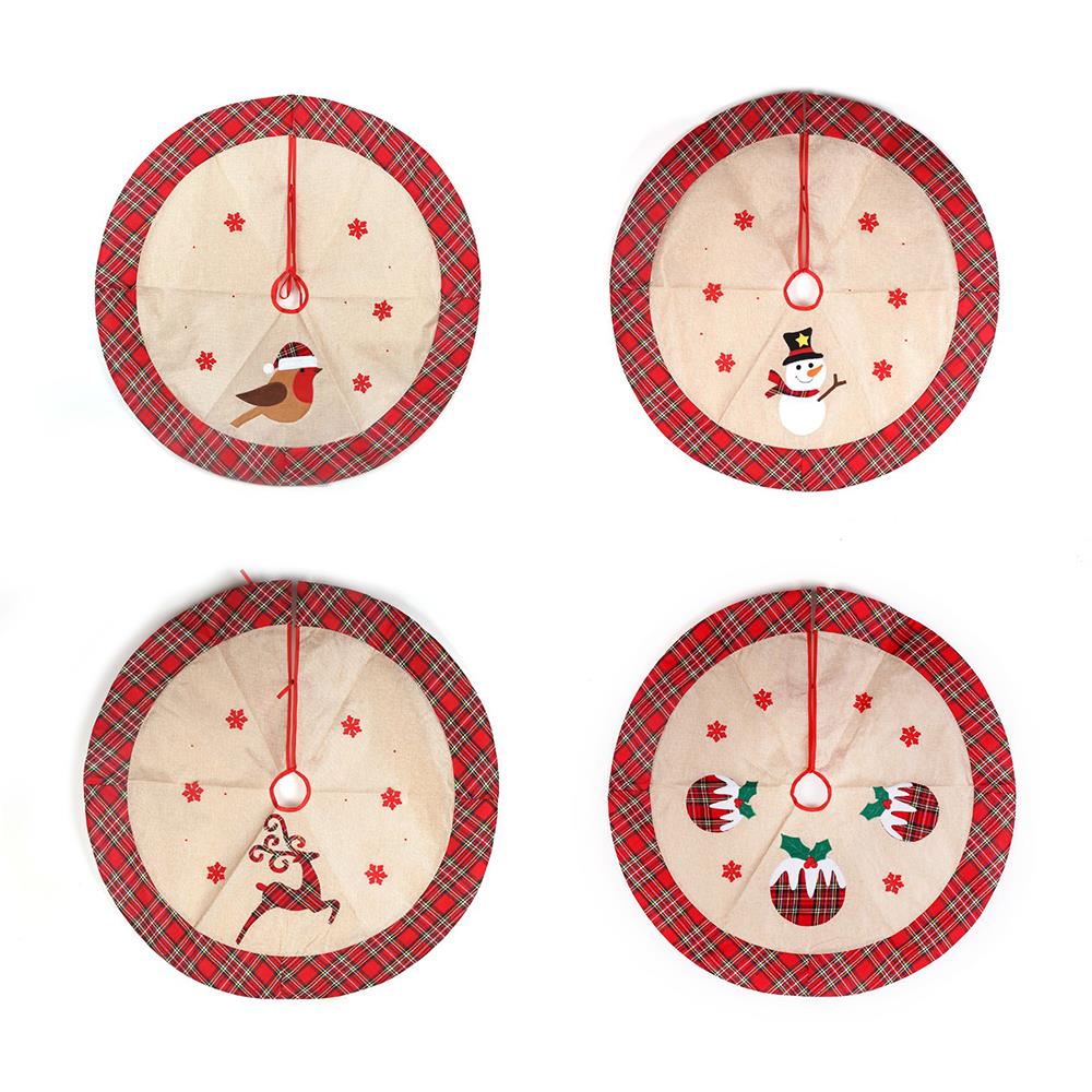 Design Snowflake Tree Skirts Christmas Floor Mat Holiday Home Decorations 4Pcs