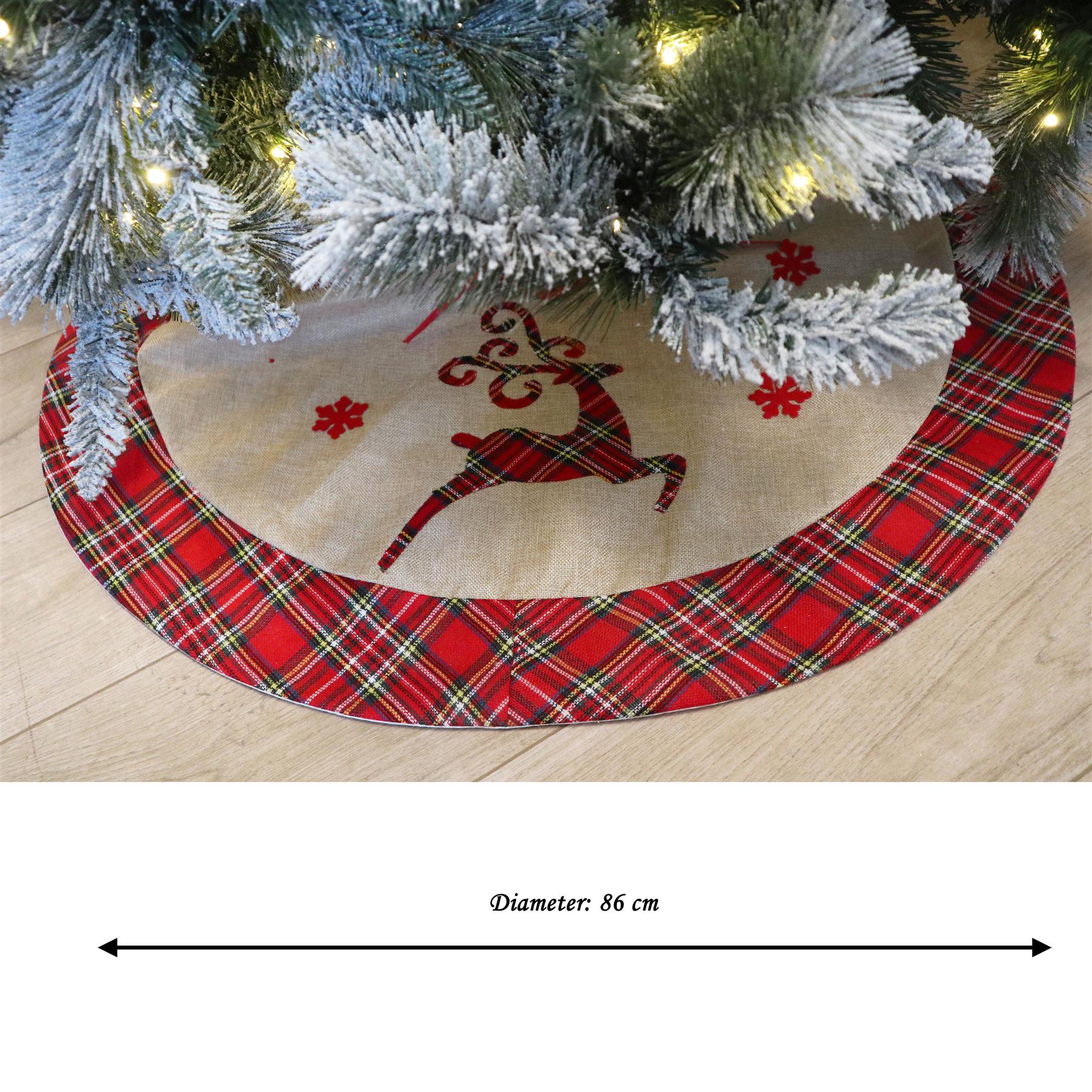 Reindeer Design Snowflake Tree Skirt Christmas Floor Mat Holiday Home Decoration
