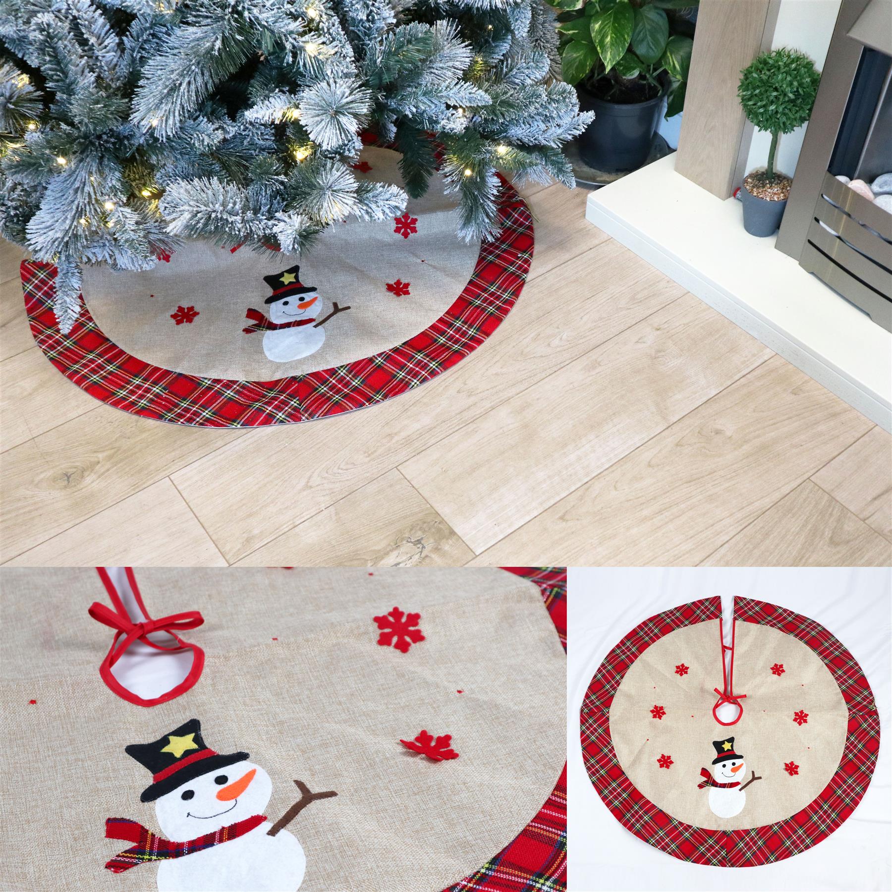 Snowman Design Snowflake Tree Skirt Christmas Floor Mat Holiday Home Decorations