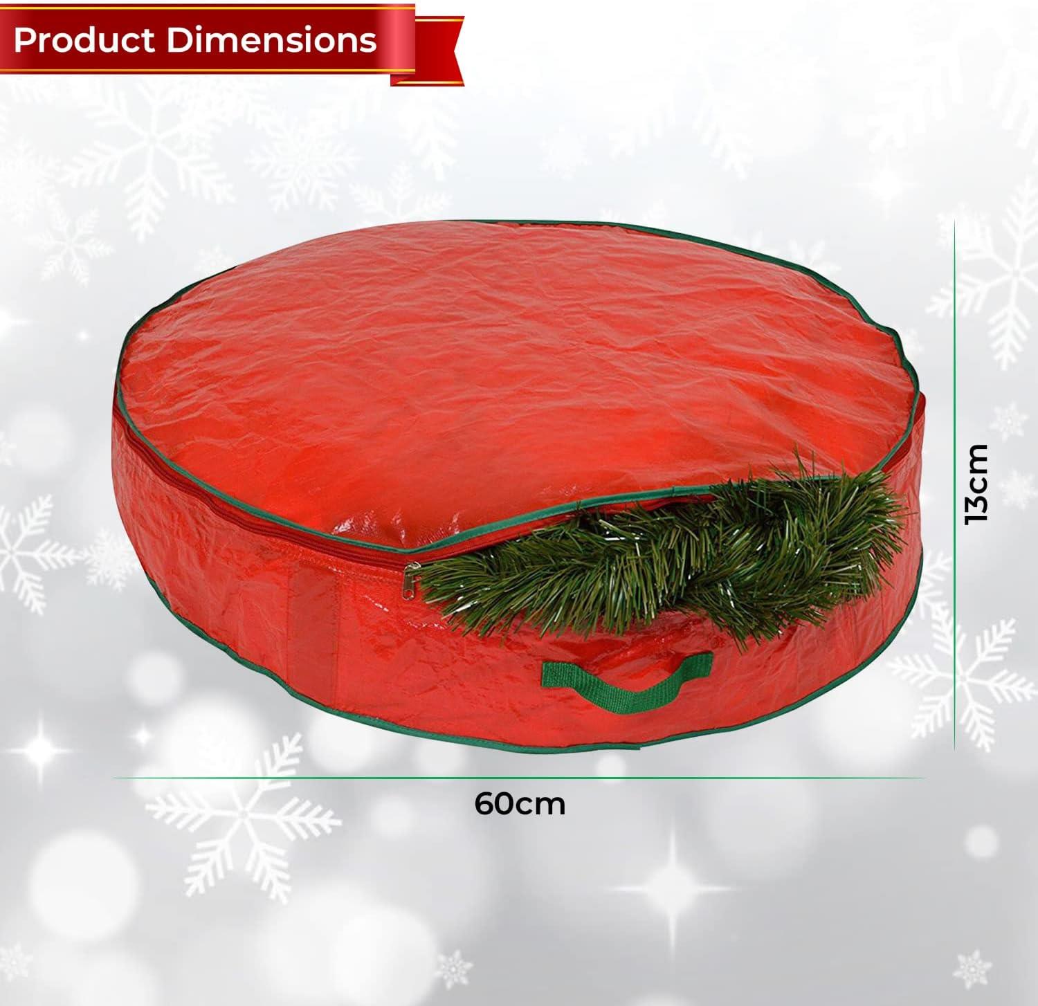 Christmas Wreath Garland Storage Bags Zippered 60cm Waterproof Durable Container
