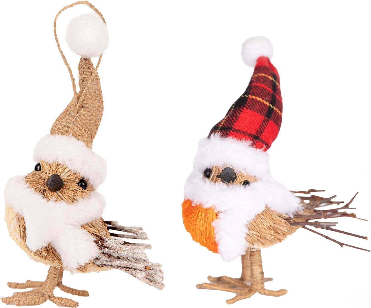 Christmas Small Bird Figurine Showpieces Xmas Home Office Art Table Decorations
