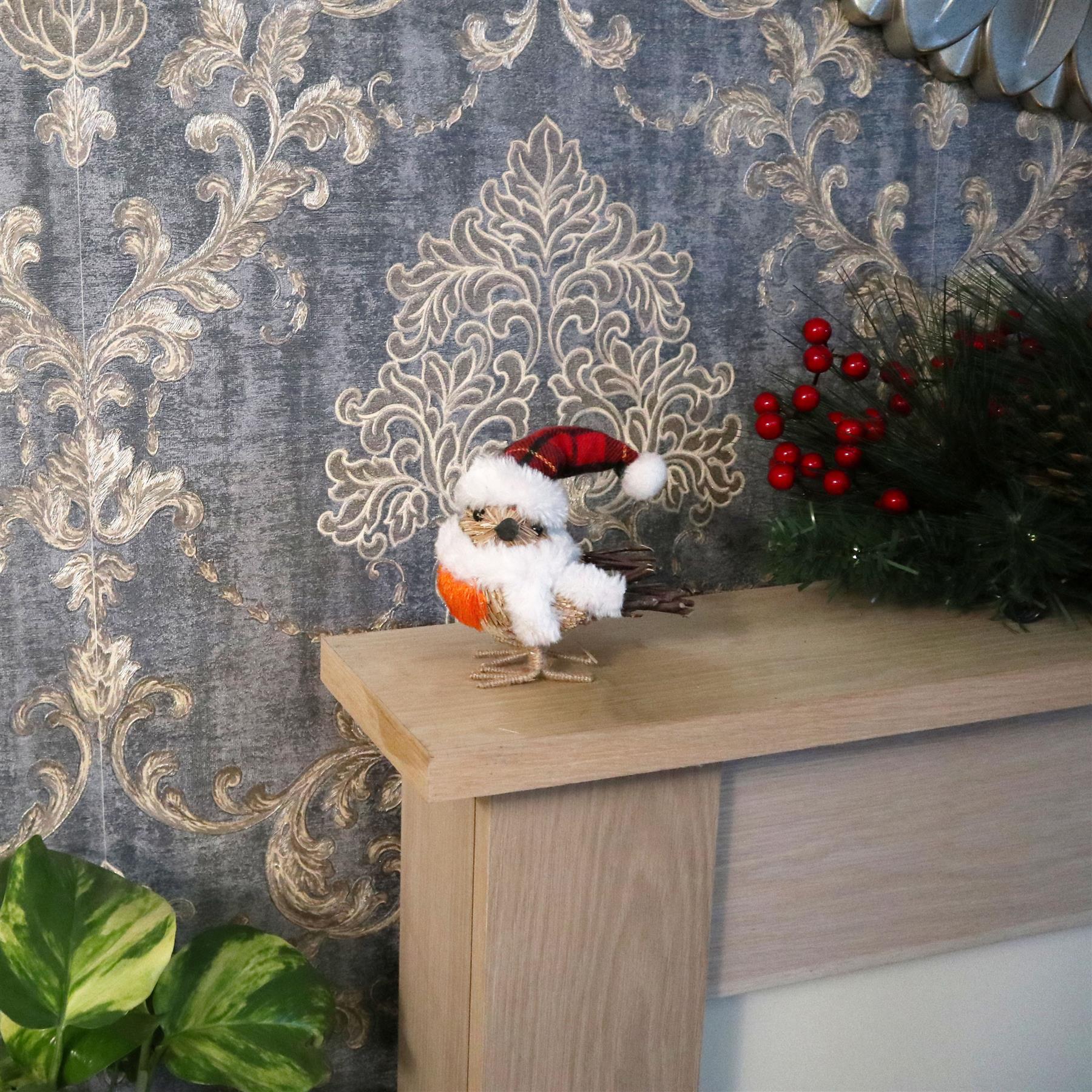 Christmas Small Bird Figurine Showpieces Xmas Home Office Art Table Decorations