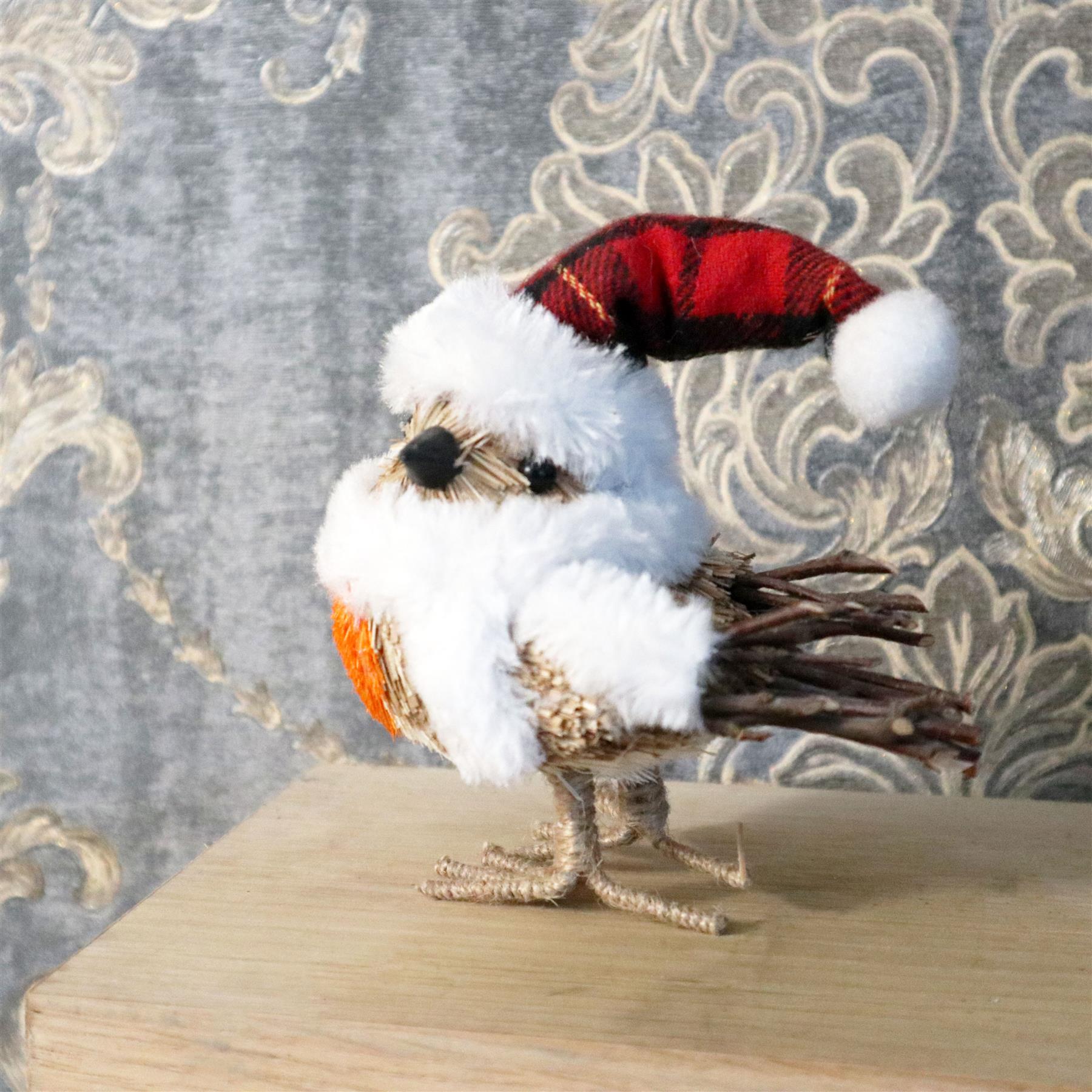 Christmas Small Bird Figurine Showpieces Xmas Home Office Art Table Decorations