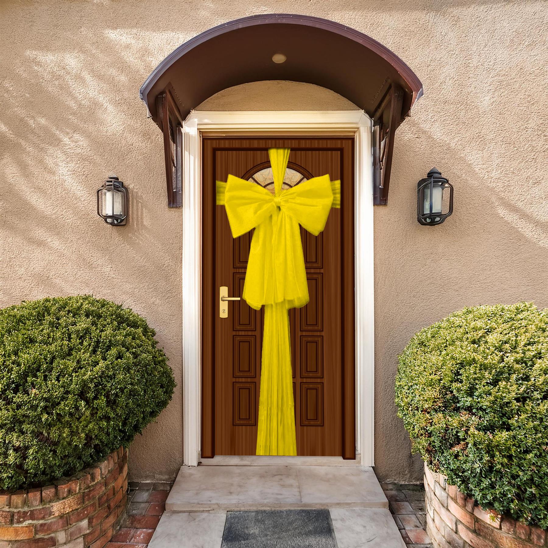 1PC Giant Christmas Door Bow Gold Organza Wedding Festive Xmas Home Decor 9m