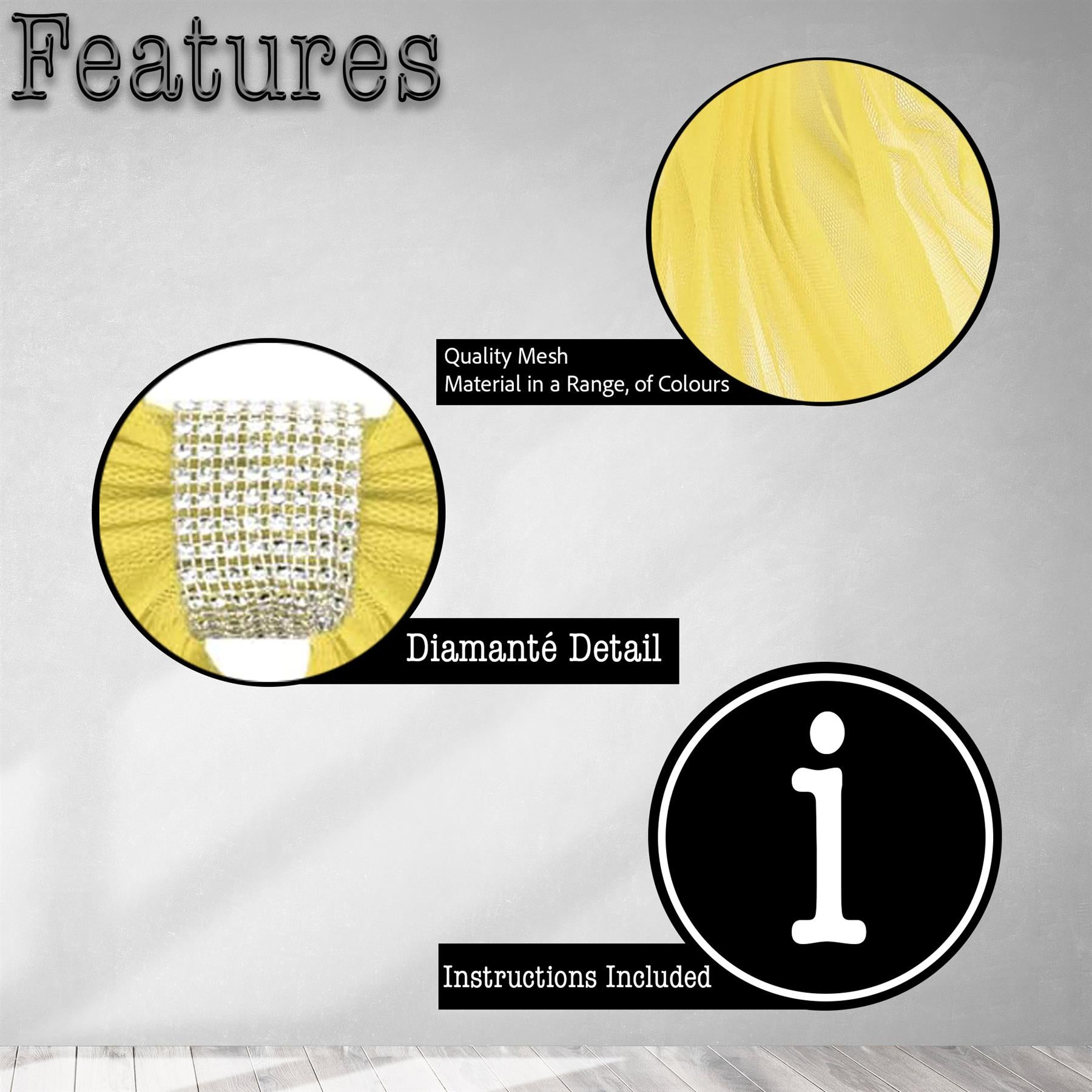 1PC Giant Christmas Door Bow Gold Organza Wedding Festive Xmas Home Decor 7.5m