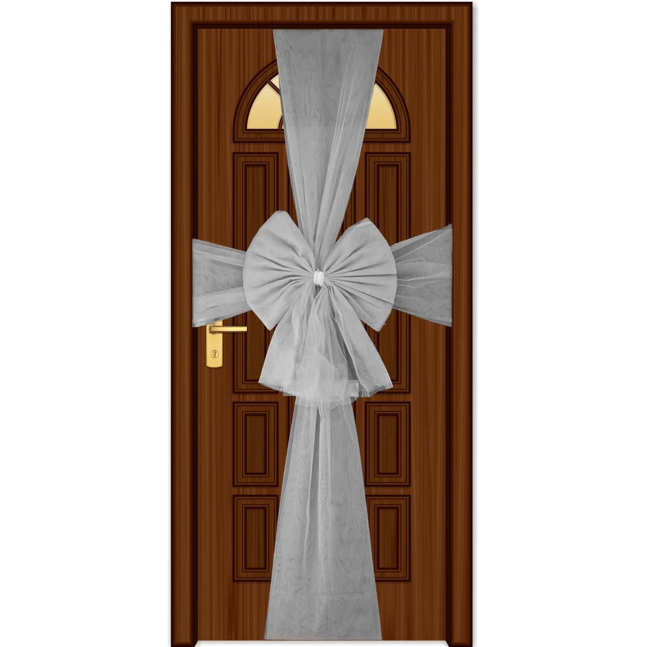 Door Bow Kit Silver Ribbon - Bow Size:60X80Cm 75X750Cm Door Bow Kit Silver Ribbon - Bow Size:60X80Cm 75X750Cm