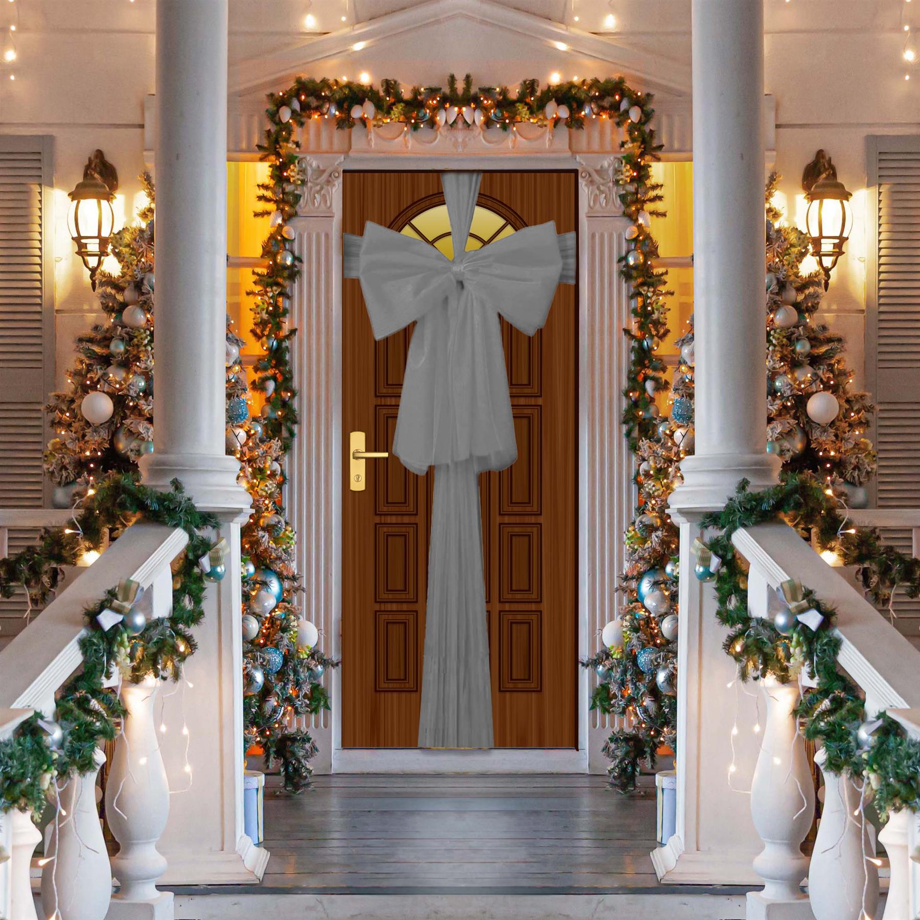 Door Bow Silver Ribbon 75X900Cm Door Bow Silver Ribbon 75X900Cm