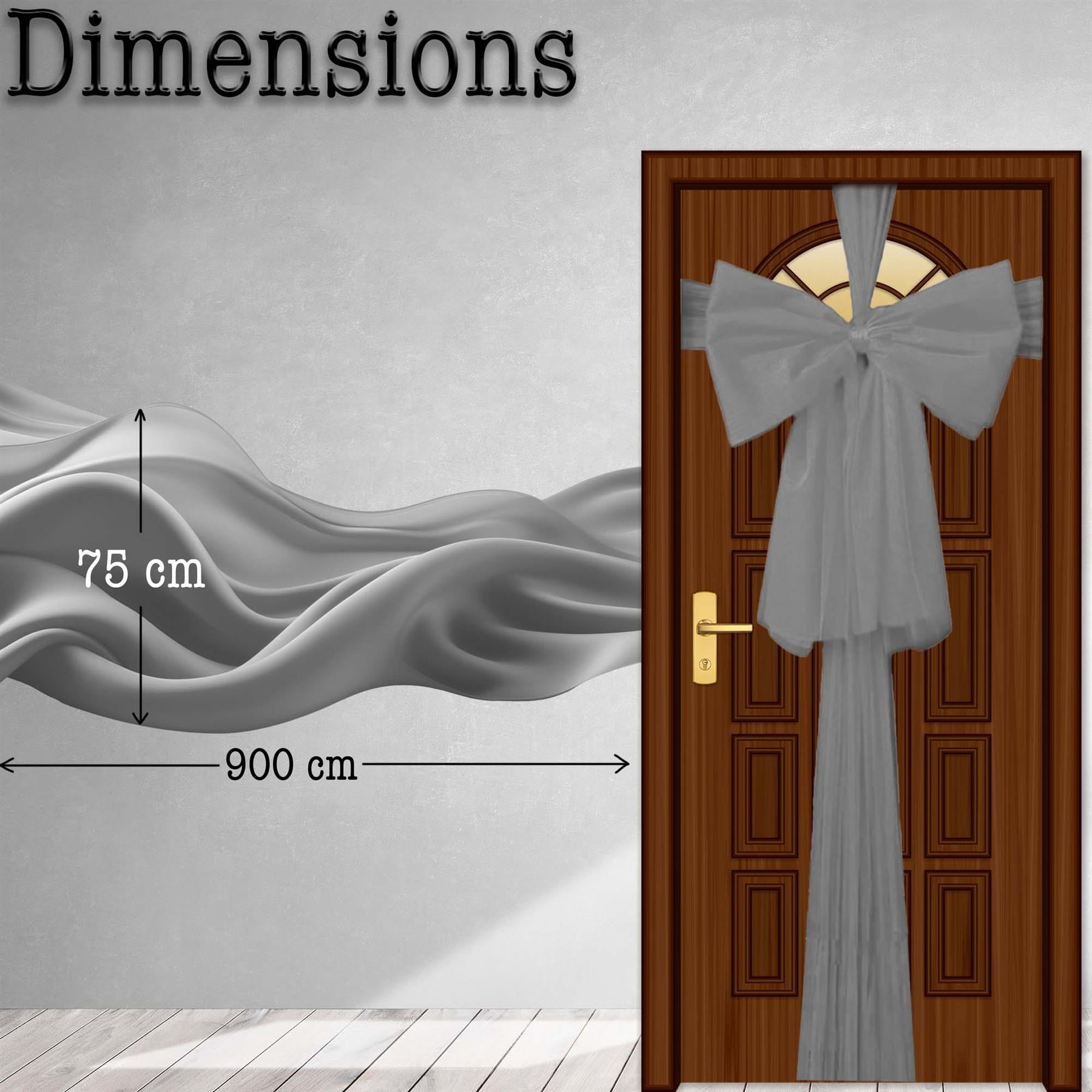 1PC Giant Christmas Door Bow Silver Organza Wedding Festive Xmas Home Decor 9m