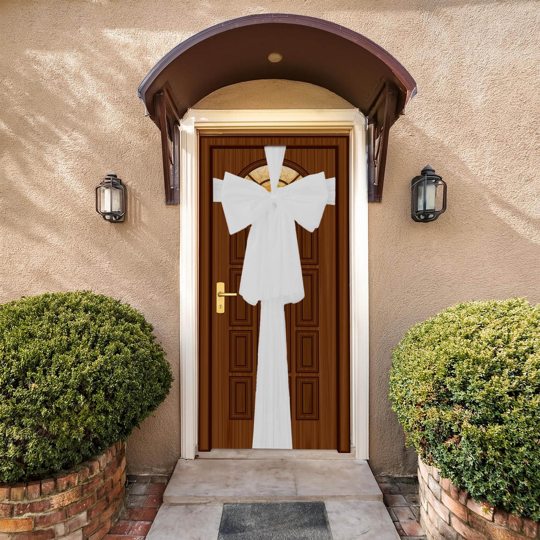 Door Bow White Ribbon 75X900Cm Door Bow White Ribbon 75X900Cm