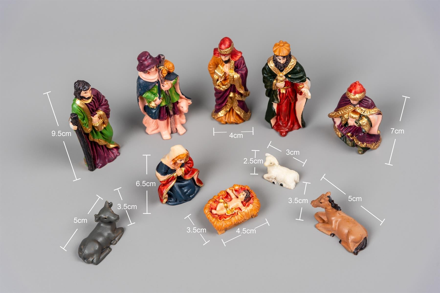 10Pcs Nativity Figures Set Christmas Traditional Jesus Birth Movable Decorations