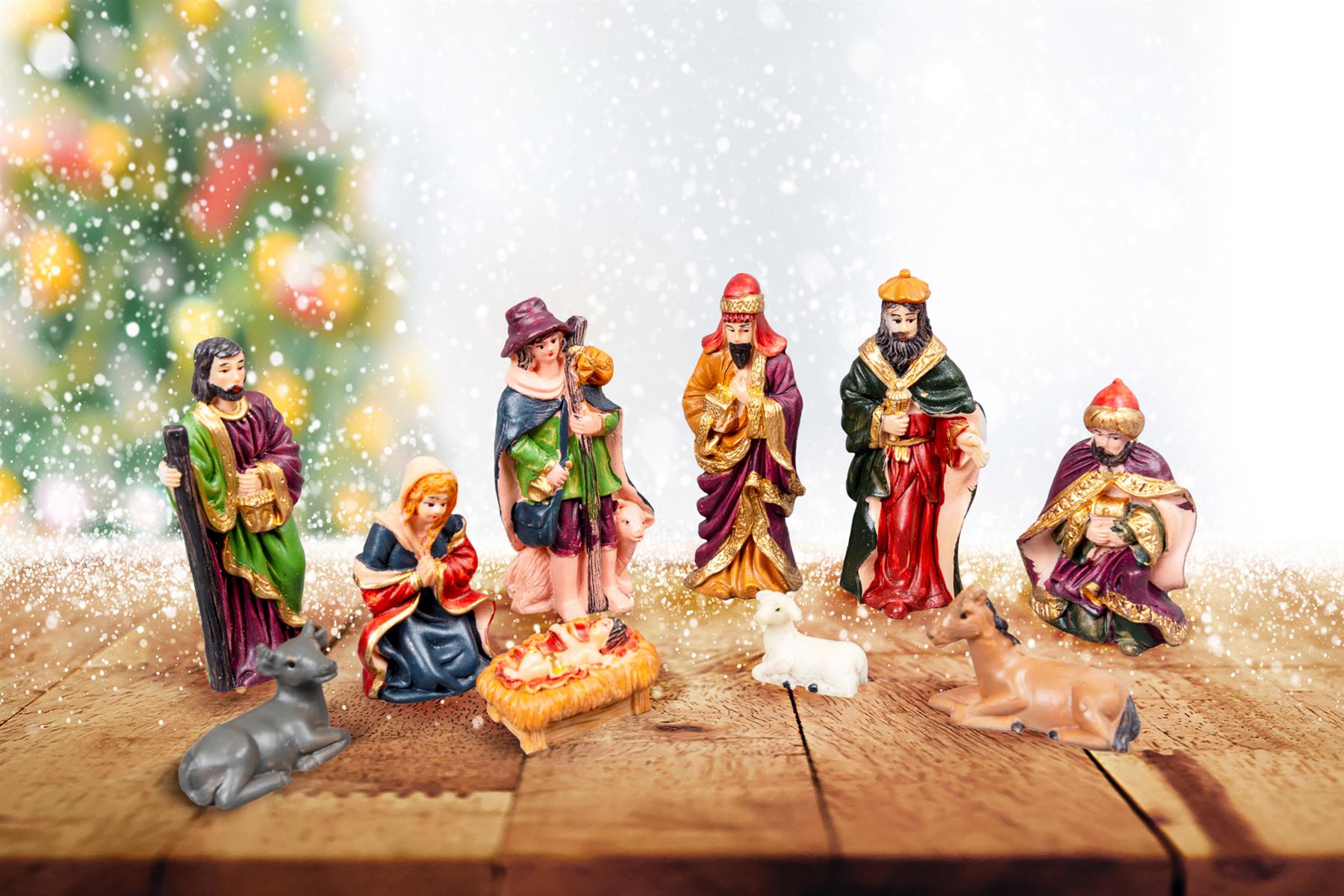 10Pcs Nativity Figures Set Christmas Traditional Jesus Birth Movable Decorations