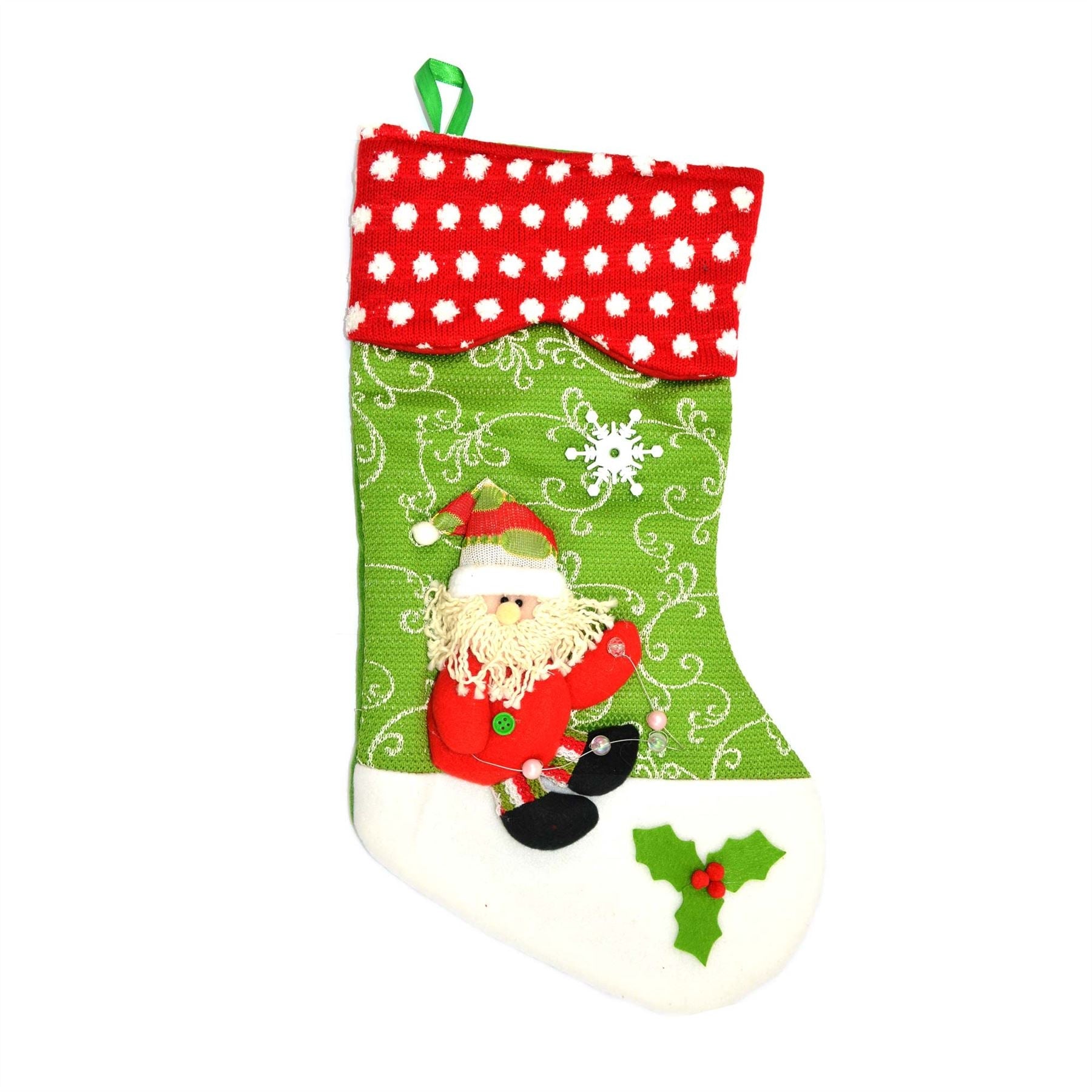 Christmas Green Designer Santa Stocking Socks Xmas Party Accessories Bag Filler