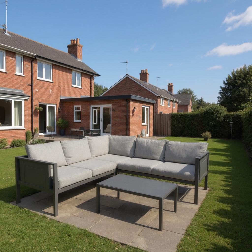 Marseilles Corner Sofa 5 Seater Outdoor Conversation Set w/ Loveseats, Coffee Table & Mesh Pocket Grey