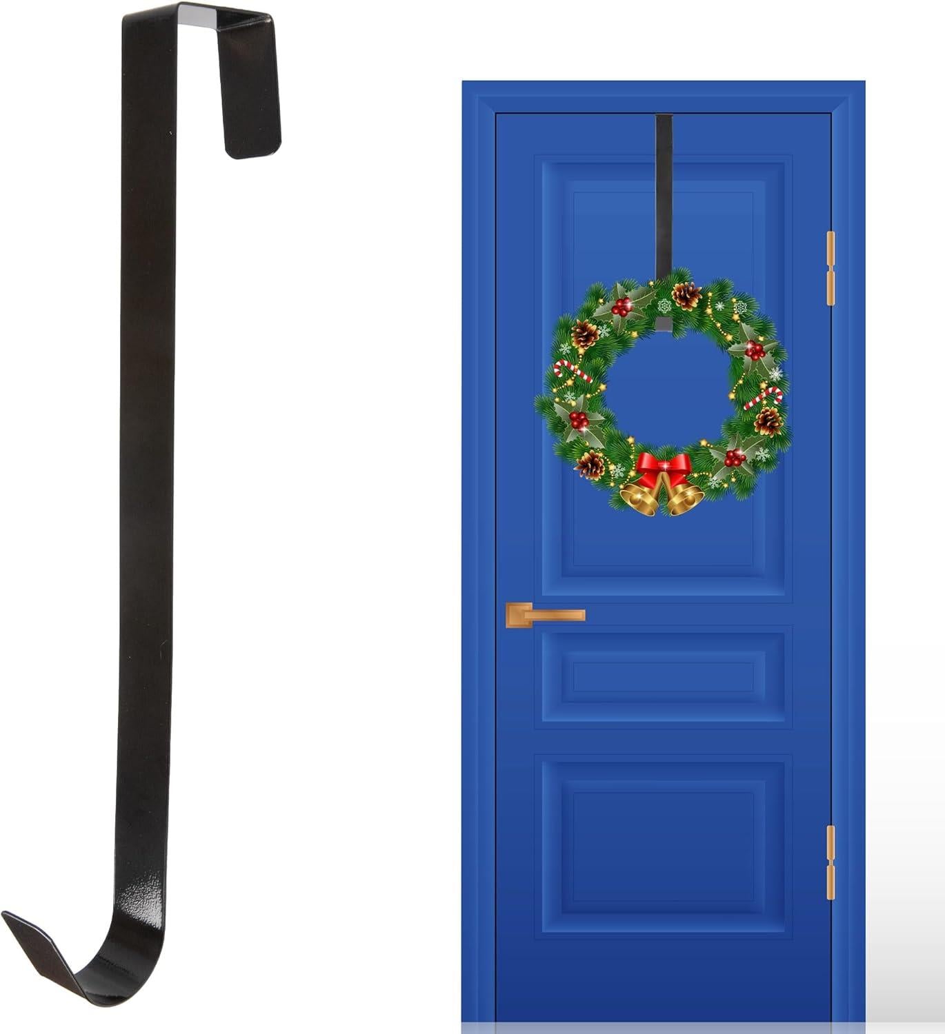 1X Christmas Wreath Hanger Door Hook Black Metal Holder 38cm Xmas Hanging Decor