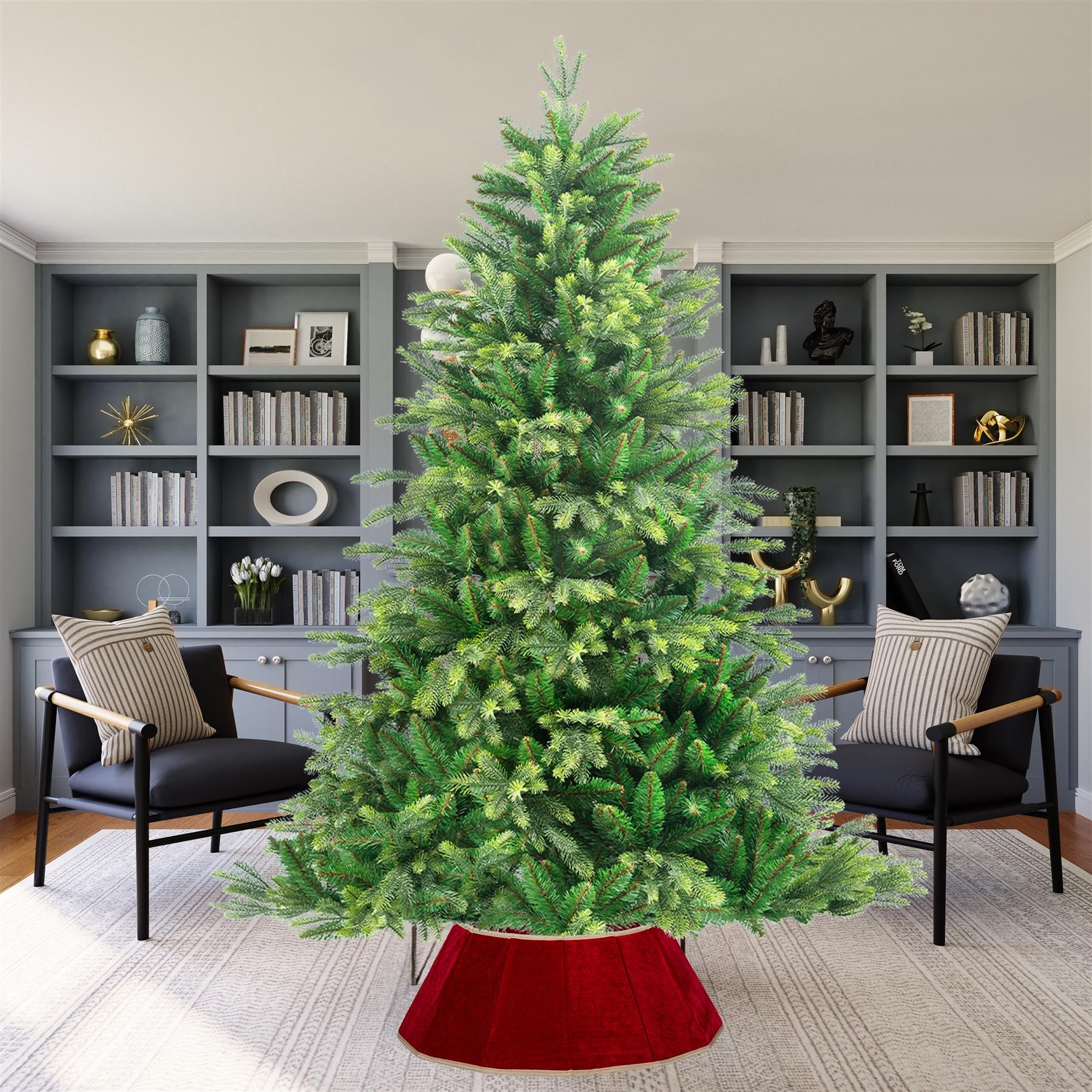 Christmas Tree Collar Foldable Stand Base Cover Red Skirt Xmas Tree Decor 26.8''