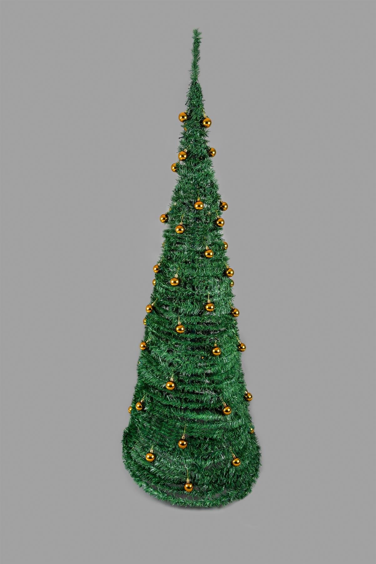 6FT Pop Up Christmas Tree Pre Lit Battery Operated LED Gold Baubles Xmas Decor