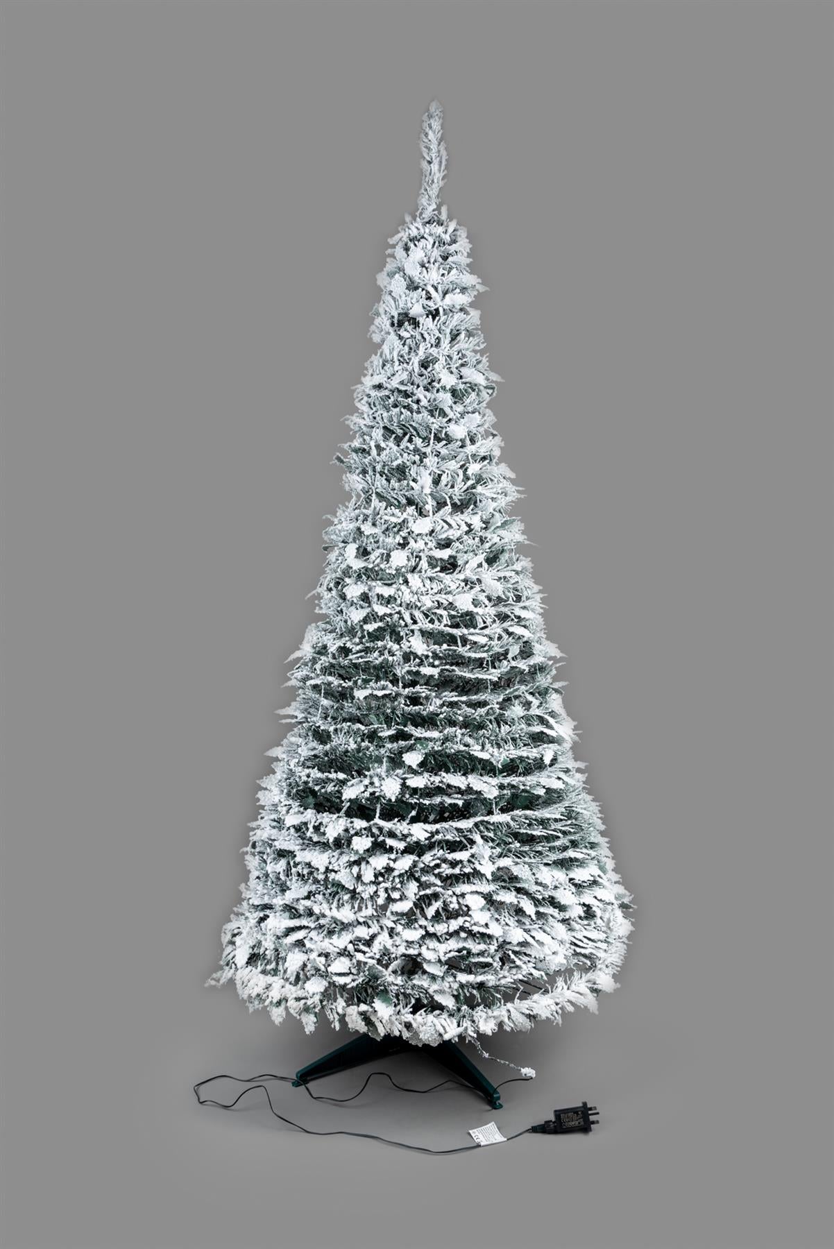4FT Pre Lit Pop Up Christmas Tree LED Lights Decorated Snow Flocked Xmas Decor