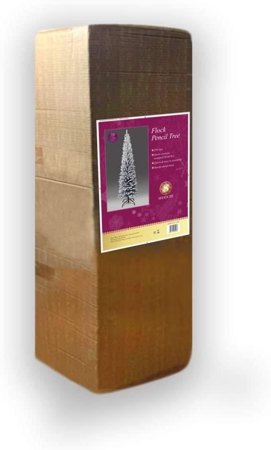 Snow Covered Slim Christmas Tree Pencil Artificial Bushy Pine XMAS HomeDecor 5FT