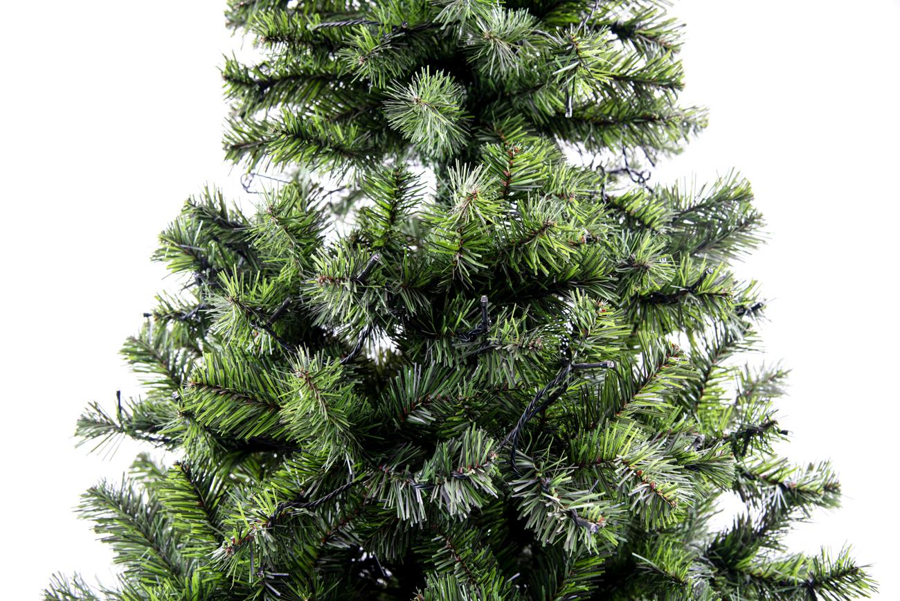 Pre-Lit Alaskan Pine Artificial Christmas Tree with LEDs Metal Stand Tips Xmas Holiday Home Decorations, 4Ft-12ft (Green/Black/White), 7Ft