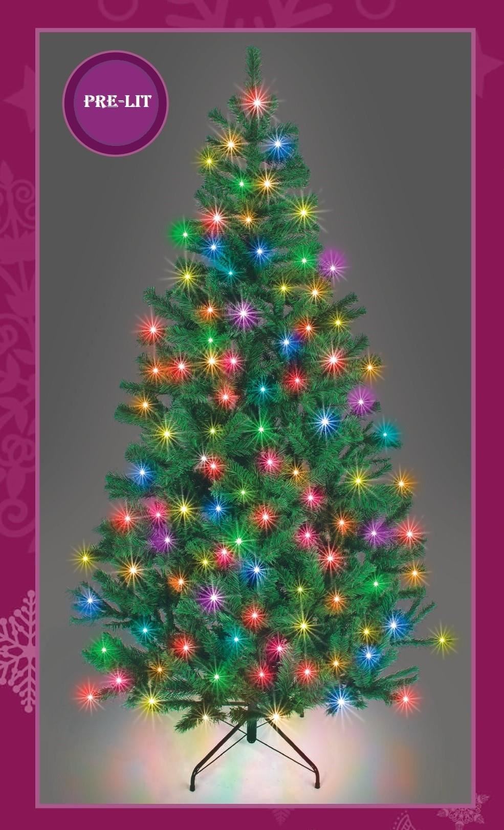 Pre-Lit Alaskan Pine Artificial Christmas Tree with LEDs Metal Stand Tips Xmas Holiday Home Decorations, 4Ft-12ft (Green/Black/White), 8Ft