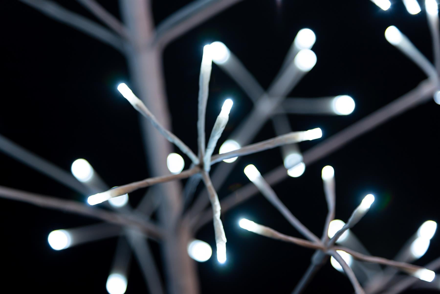 Pre-Lit LED Frame Brown Snowy Decoration Festive Twig Christmas Tree with Metal Stand Indoor Warm White Lights Xmas Large Home Décor – 4ft, 5ft, 6ft, 7ft