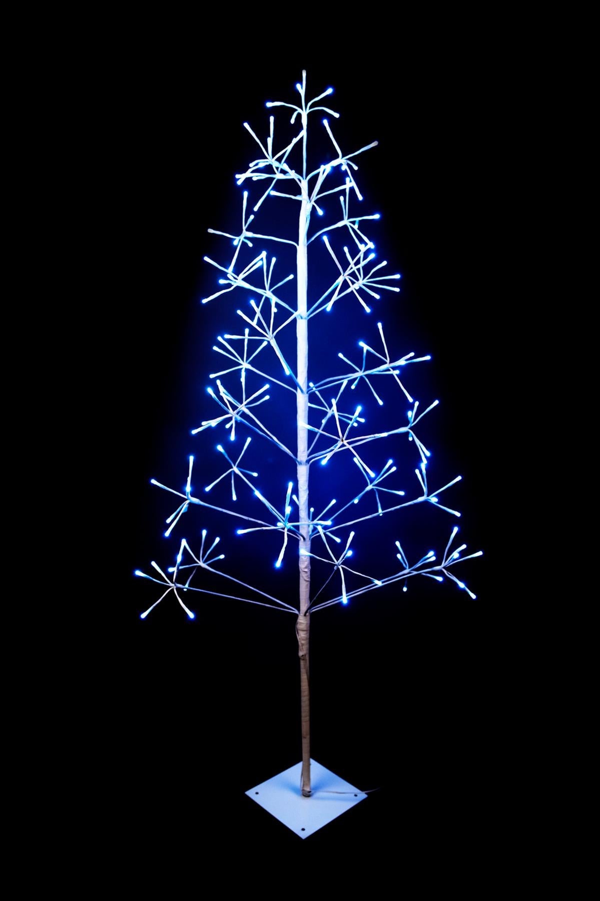 Pre-Lit LED Frame Brown Snowy Decoration Festive Twig Christmas Tree with Metal Stand Indoor Warm White Lights Xmas Large Home Décor – 4ft, 5ft, 6ft, 7ft