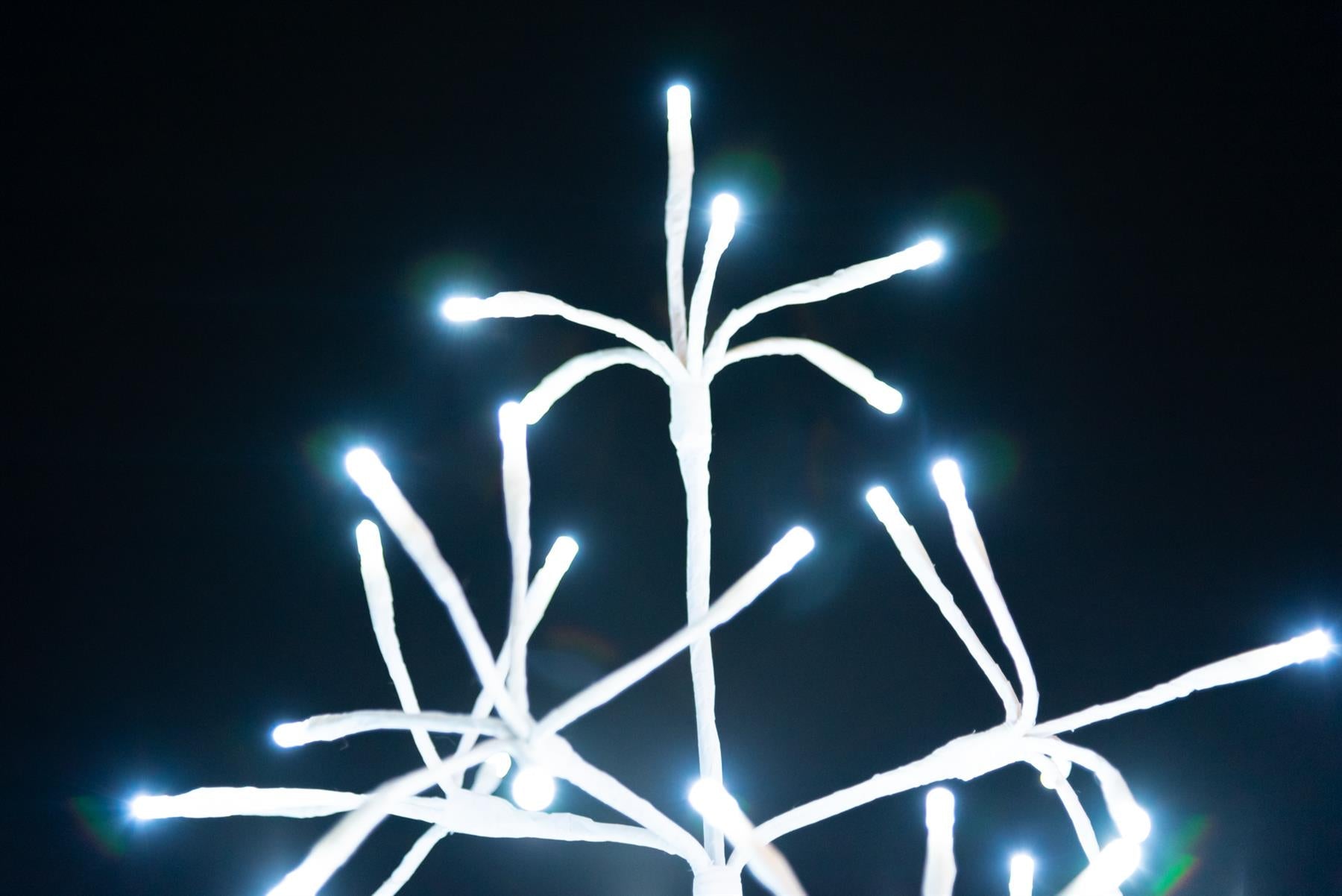 Pre-Lit LED Frame Brown Snowy Decoration Festive Twig Christmas Tree with Metal Stand Indoor Warm White Lights Xmas Large Home Décor – 4ft, 5ft, 6ft, 7ft