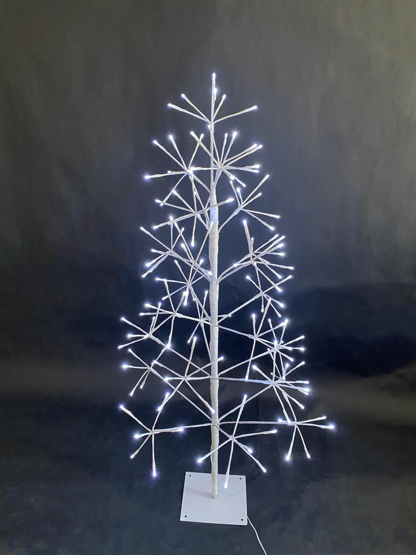 Pre-Lit LED Frame Brown Snowy Decoration Festive Twig Christmas Tree with Metal Stand Indoor Warm White Lights Xmas Large Home Décor – 4ft, 5ft, 6ft, 7ft