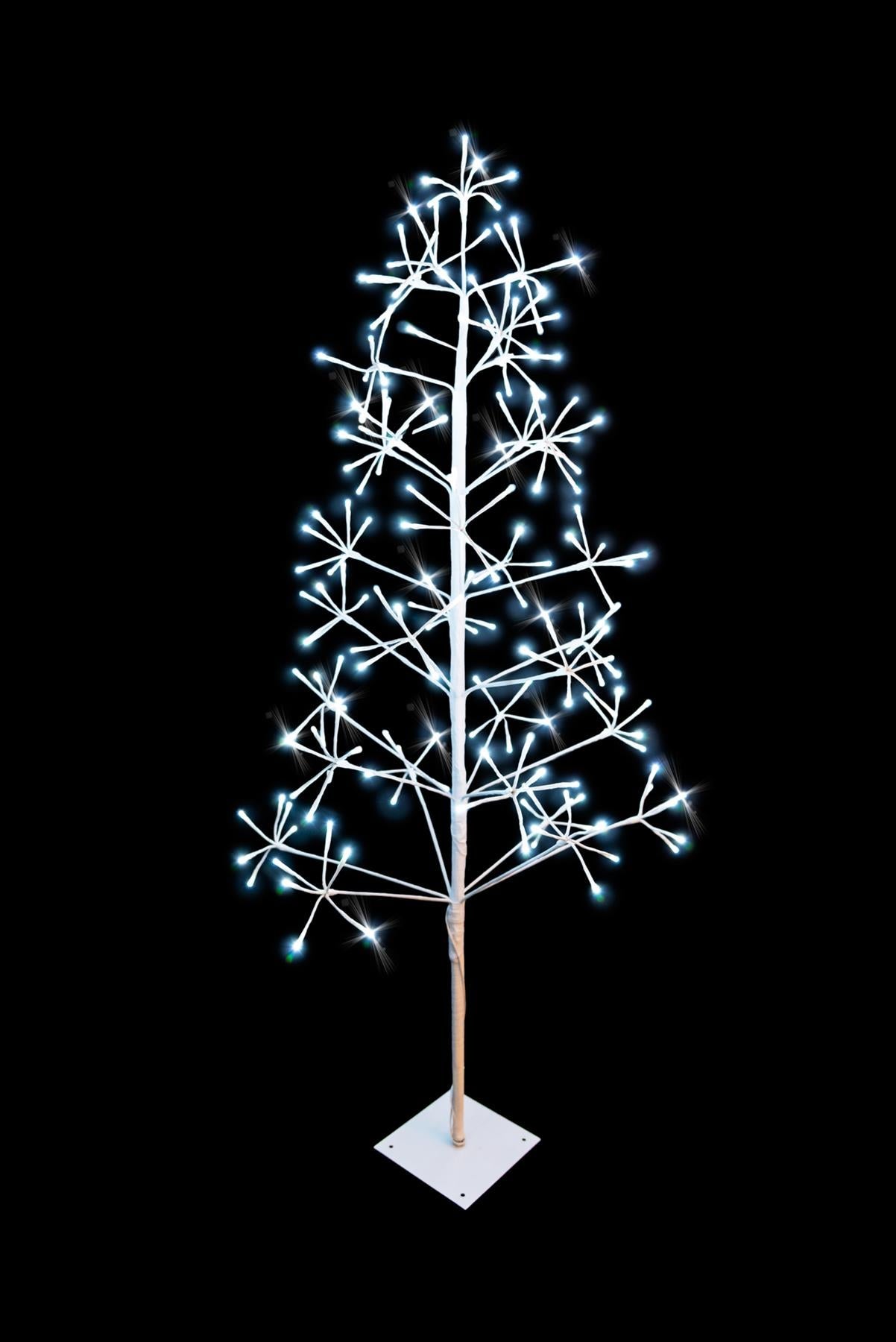 Pre-Lit White Twig Tree Cool LED Lights Metal Frame Christmas Decoration Festive Indoor Birch Xmas Large Home Décor, 3ft