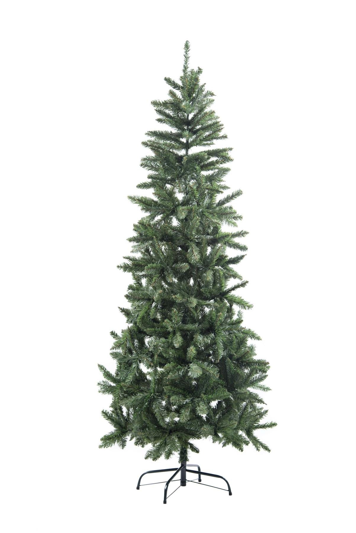 Slim Pine Green Tree Christmas Holiday Festive Xmas Home Decorations with Pencil Point Tips, 4FT-8FT, Metal, 5Ft