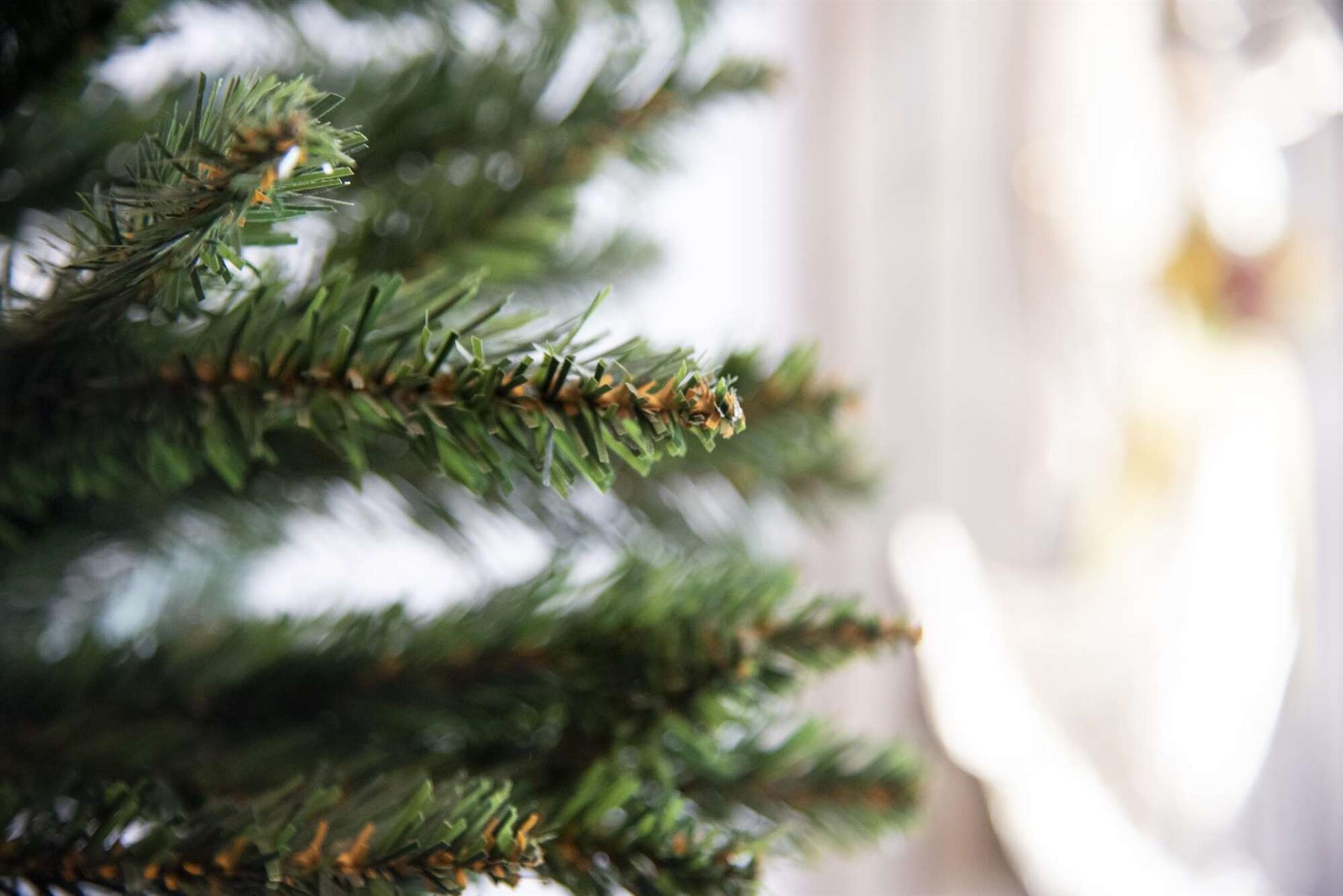 Slim Pine Green Tree Christmas Holiday Festive Xmas Home Decorations with Pencil Point Tips, 4FT-8FT, Metal, 5Ft