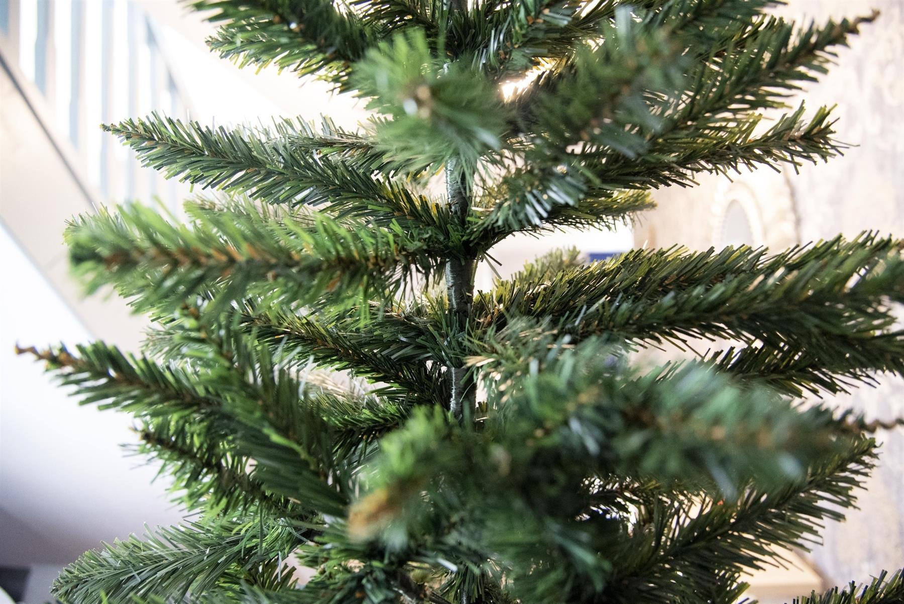 Slim Pine Green Tree Christmas Holiday Festive Xmas Home Decorations with Pencil Point Tips, 4FT-8FT, Metal, 5Ft