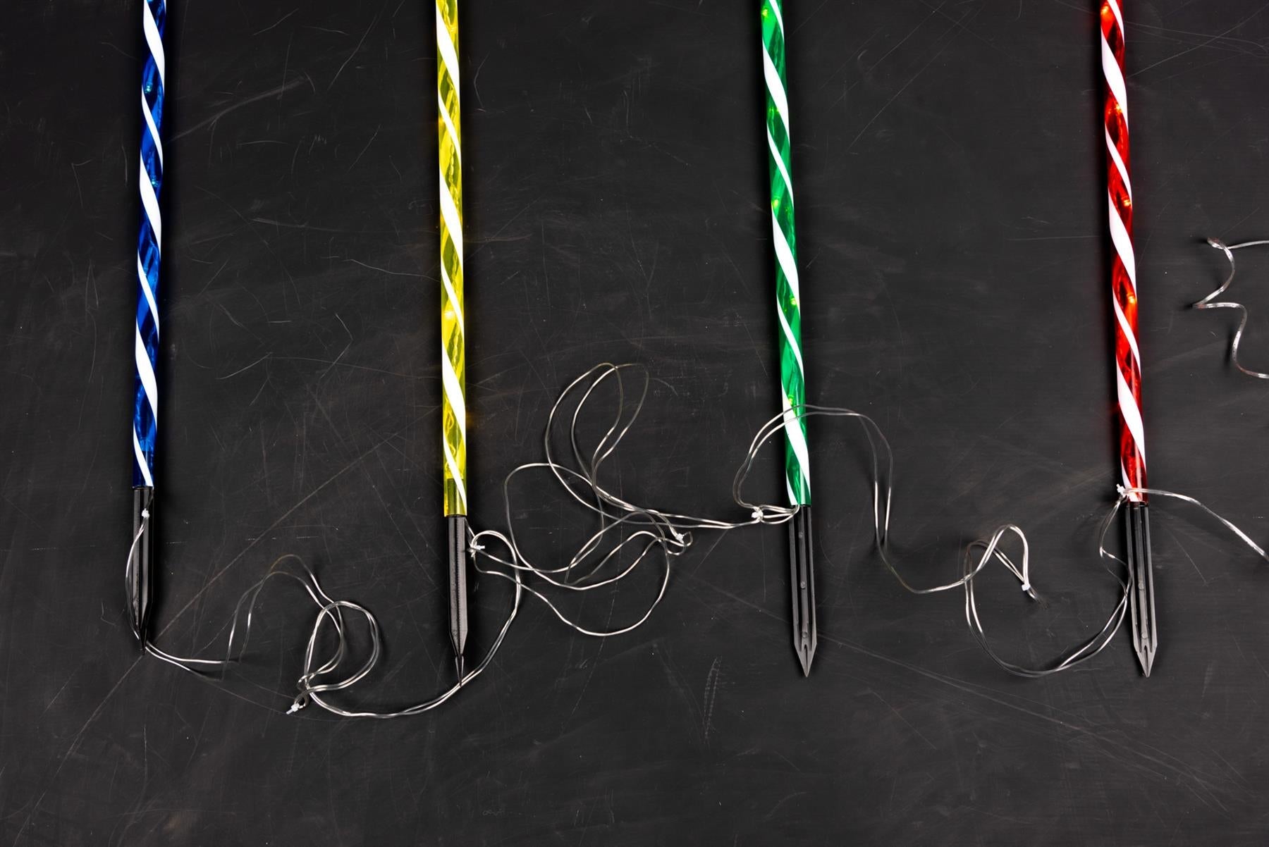 4 Christmas Candy Cane Stakes Lights Garden Pathway Outdoor LED Xmas Decor 72cm