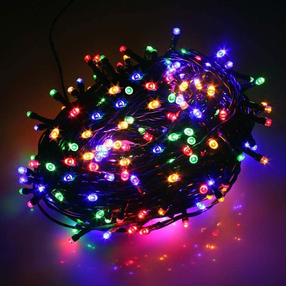 Shatchi 51013-OUTDOOR-LIGHTS-50-MC-1CS 50 LEDs Battery Operated Fairy Lights Waterproof Indoor and Outdoor Decoration / 8 Changing Modes/Timer/Christmas Wedding Party Birthday-Multi Coloured, White