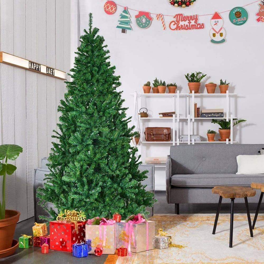 Green 8ft Alaskan Pine Christmas Artificial 1100 Tips with Metal Stand 240cm Big Xmas Tree Home Decoration, 8Ft/240CM
