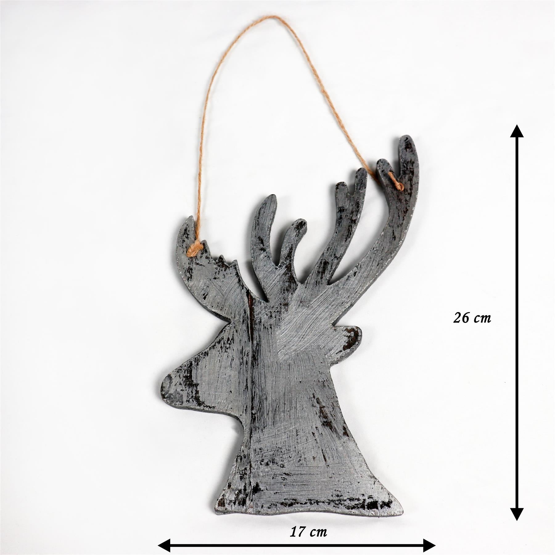 Hanging Wooden Silver Side Head Deer Christmas Wall Decoration Party Showpiece